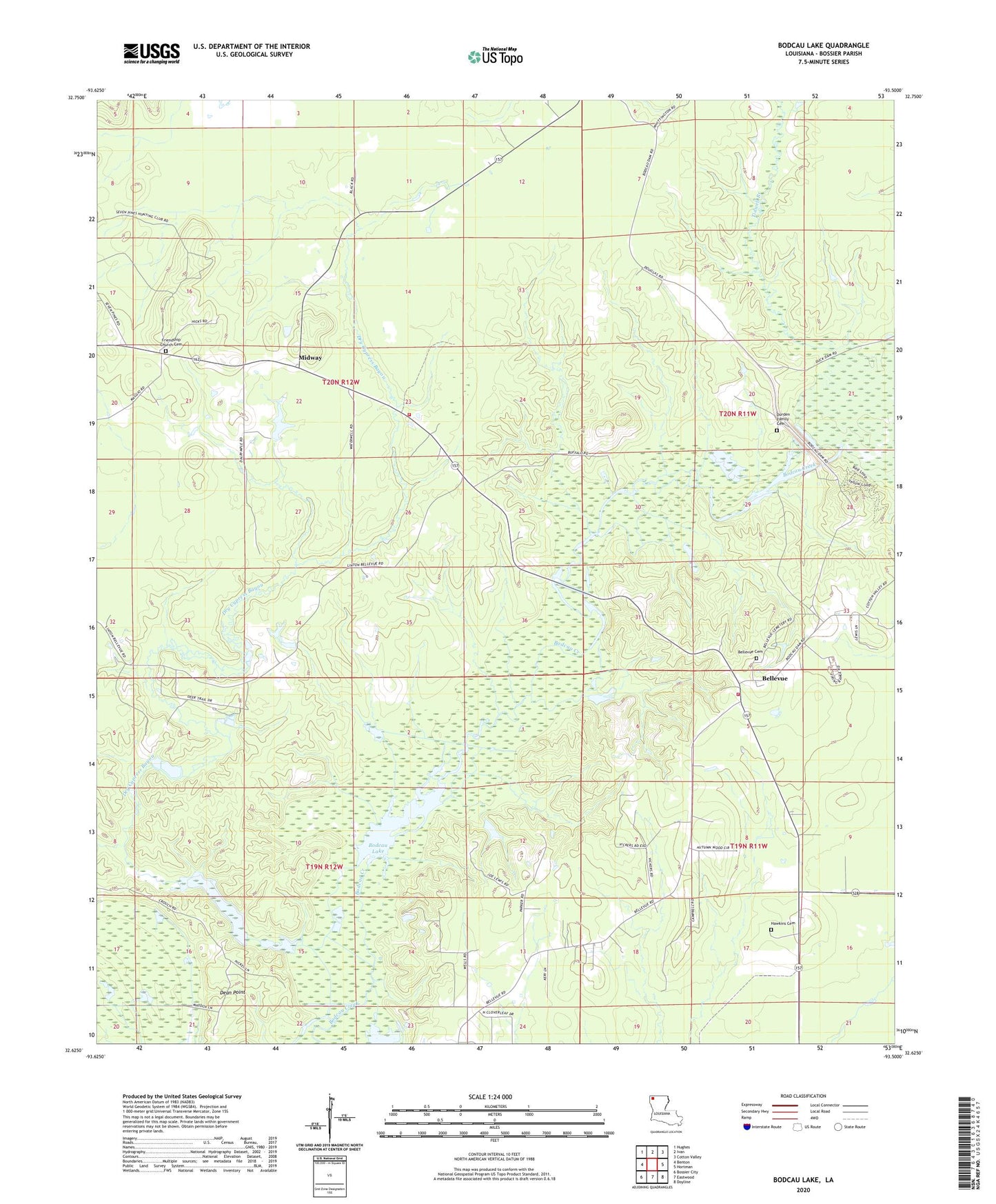 Bodcau Lake Louisiana US Topo Map Image