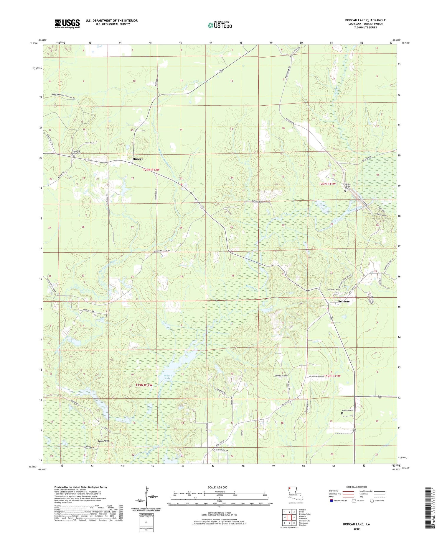 Bodcau Lake Louisiana US Topo Map Image