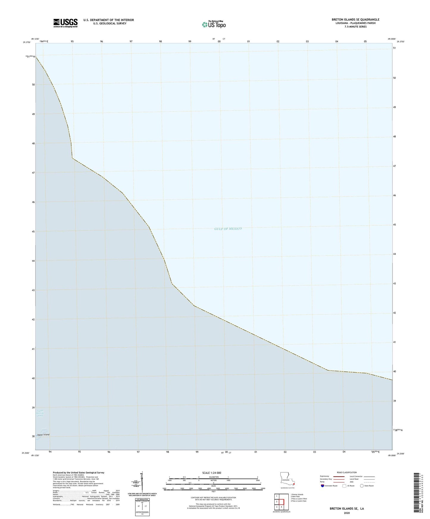 Breton Islands SE Louisiana US Topo Map Image