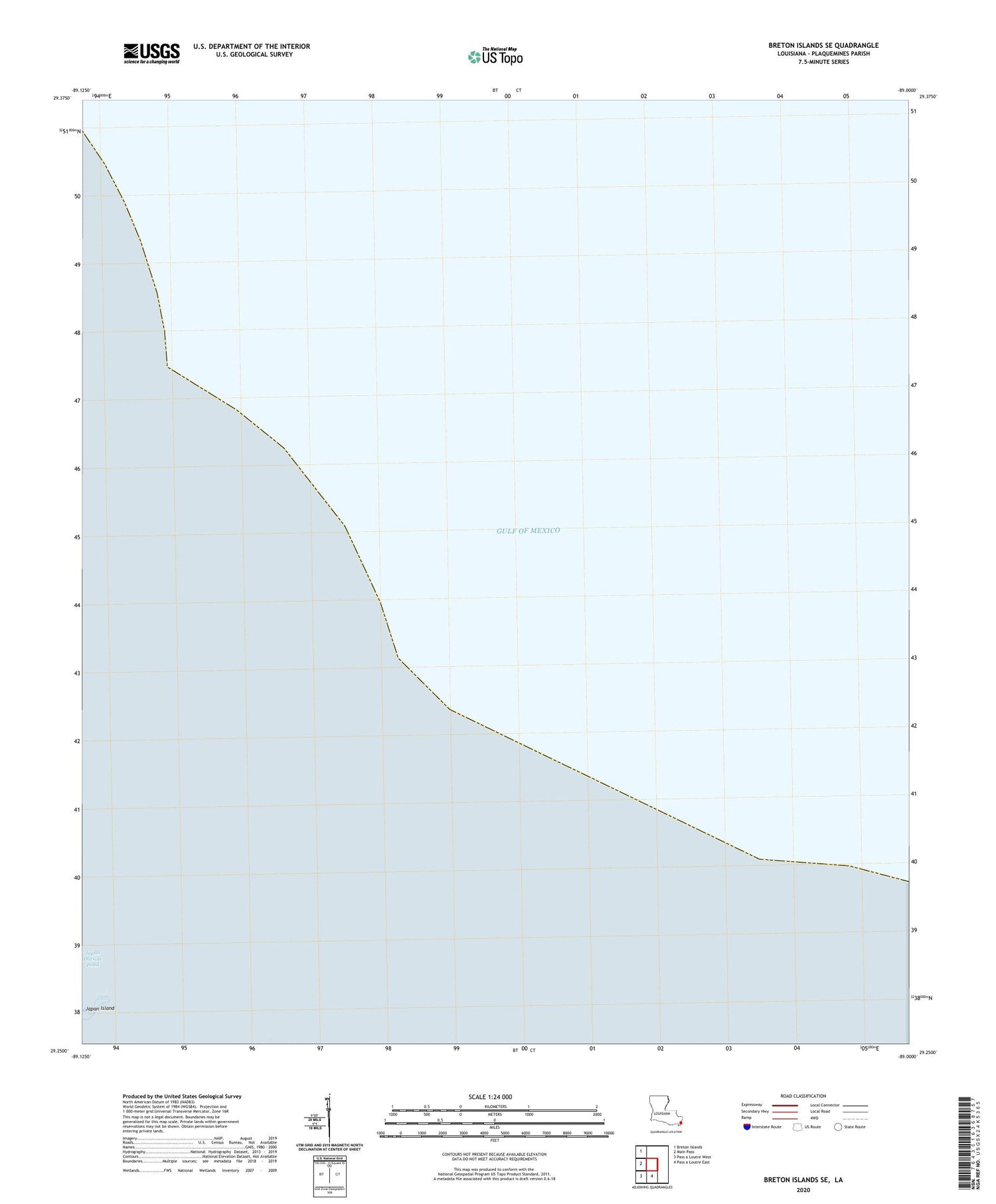 Breton Islands SE Louisiana US Topo Map Image