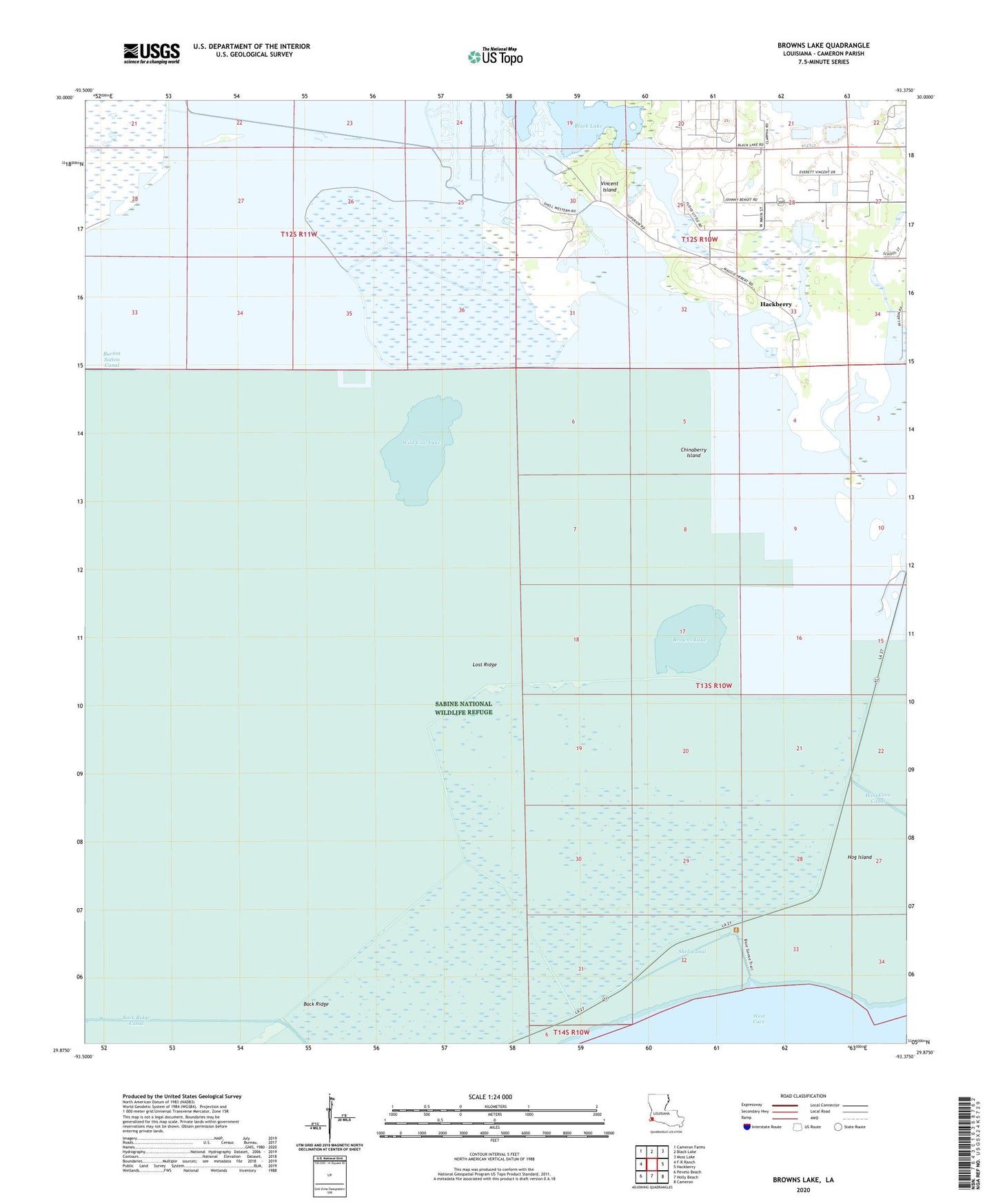 Browns Lake Louisiana US Topo Map Image