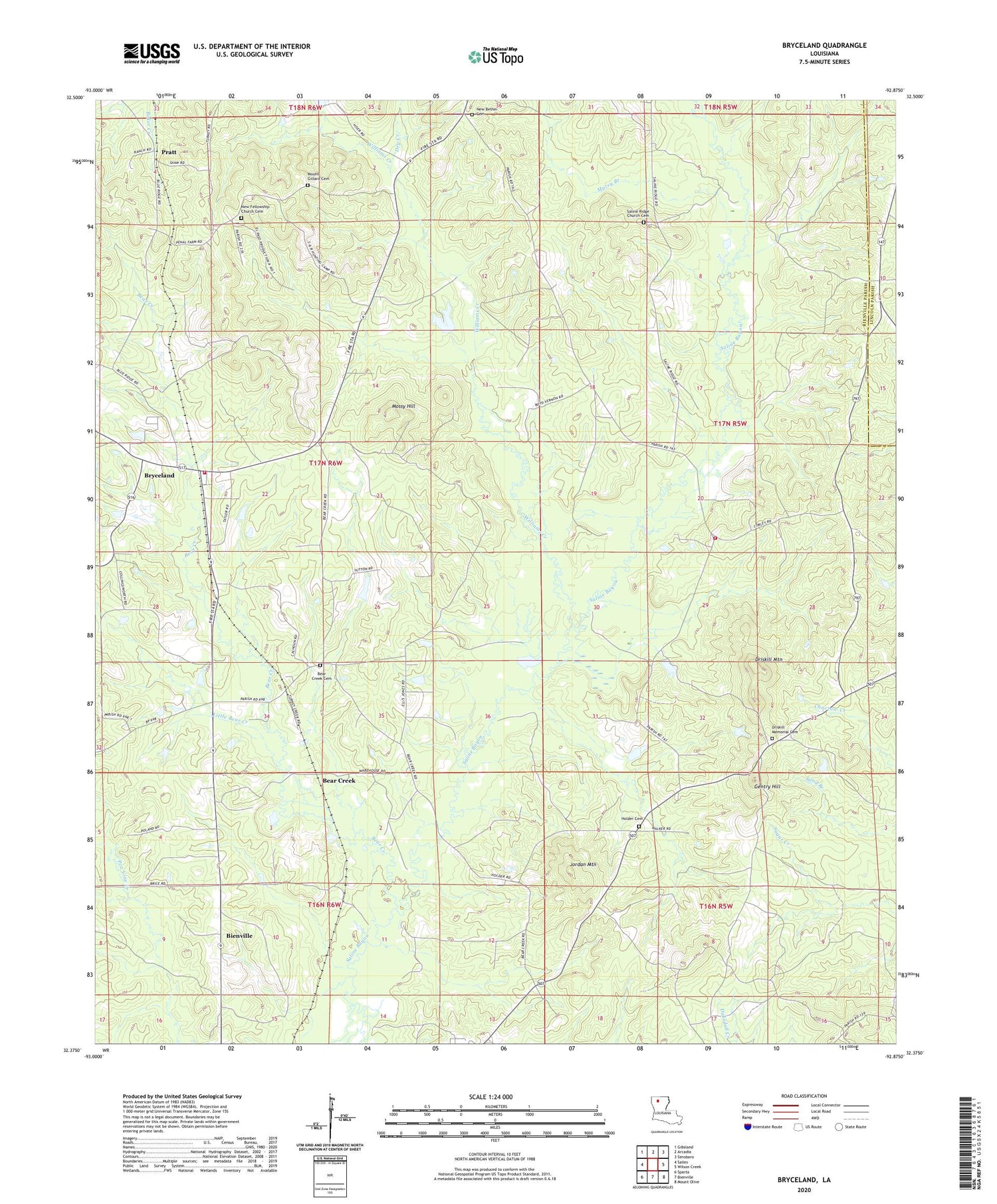 Bryceland Louisiana US Topo Map Image