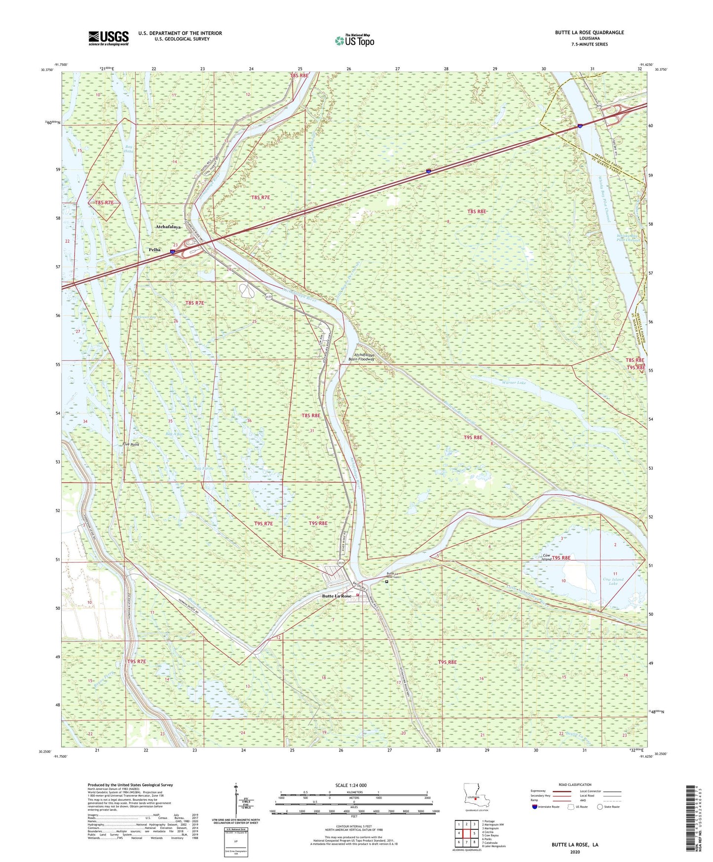 Butte La Rose Louisiana US Topo Map Image