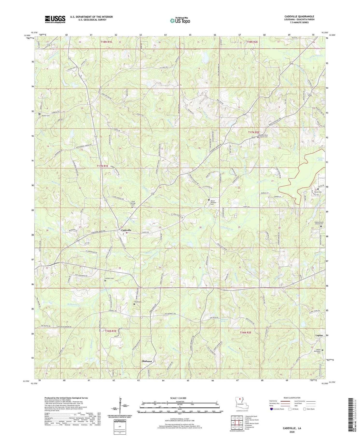 Cadeville Louisiana US Topo Map Image