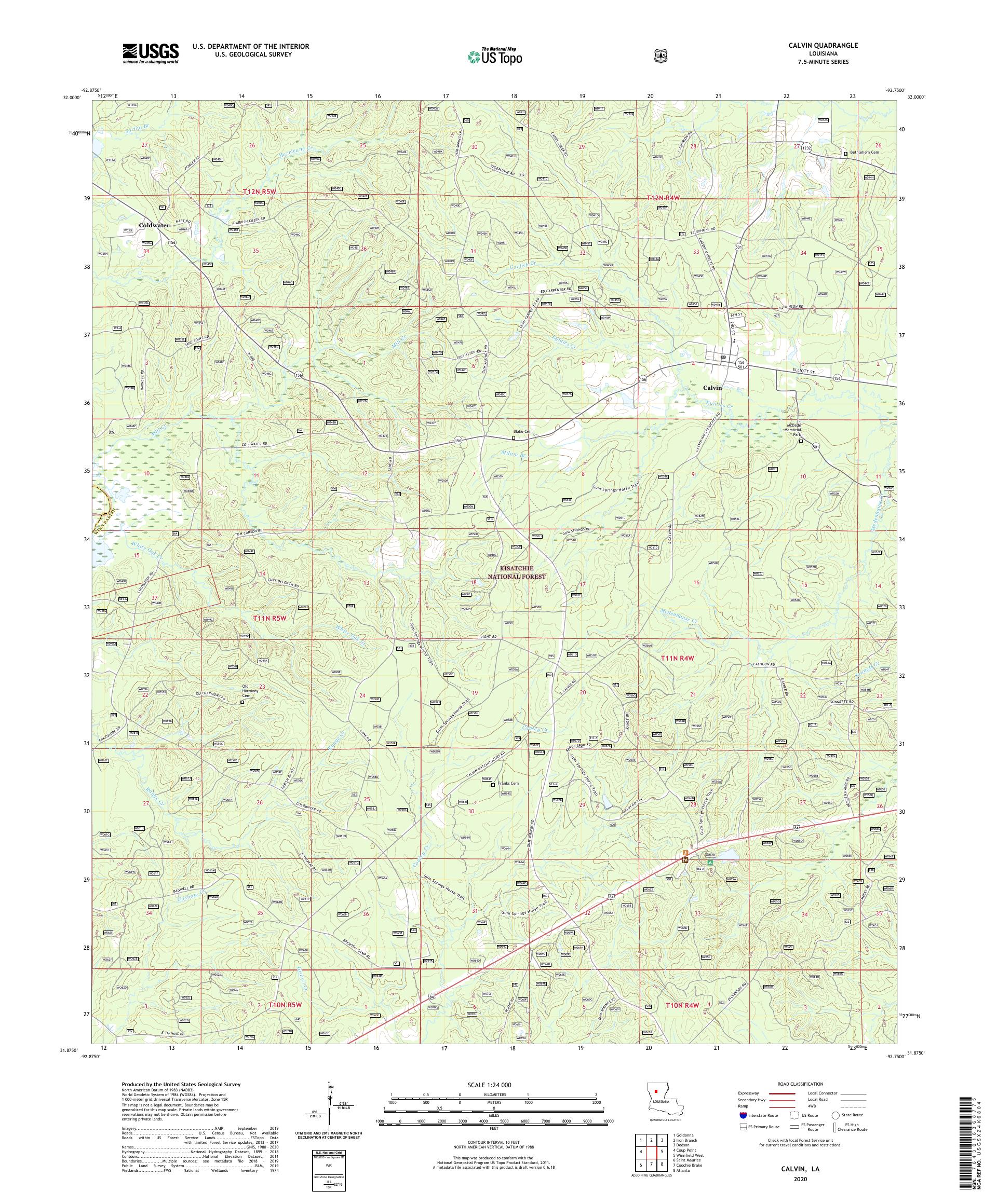 Calvin Louisiana US Topo Map – MyTopo Map Store