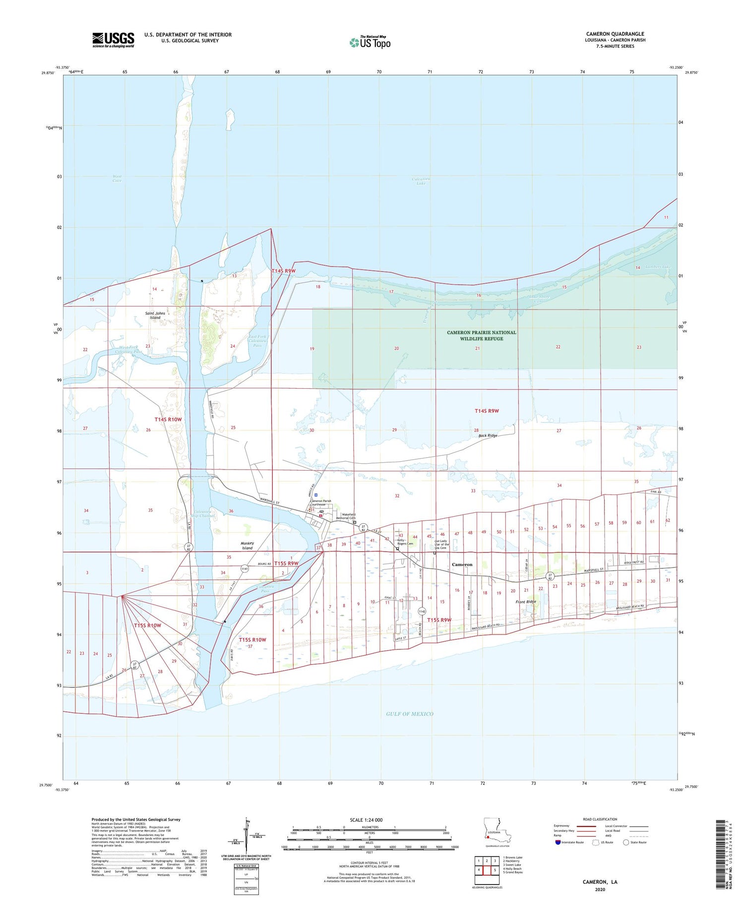 Cameron Louisiana US Topo Map Image