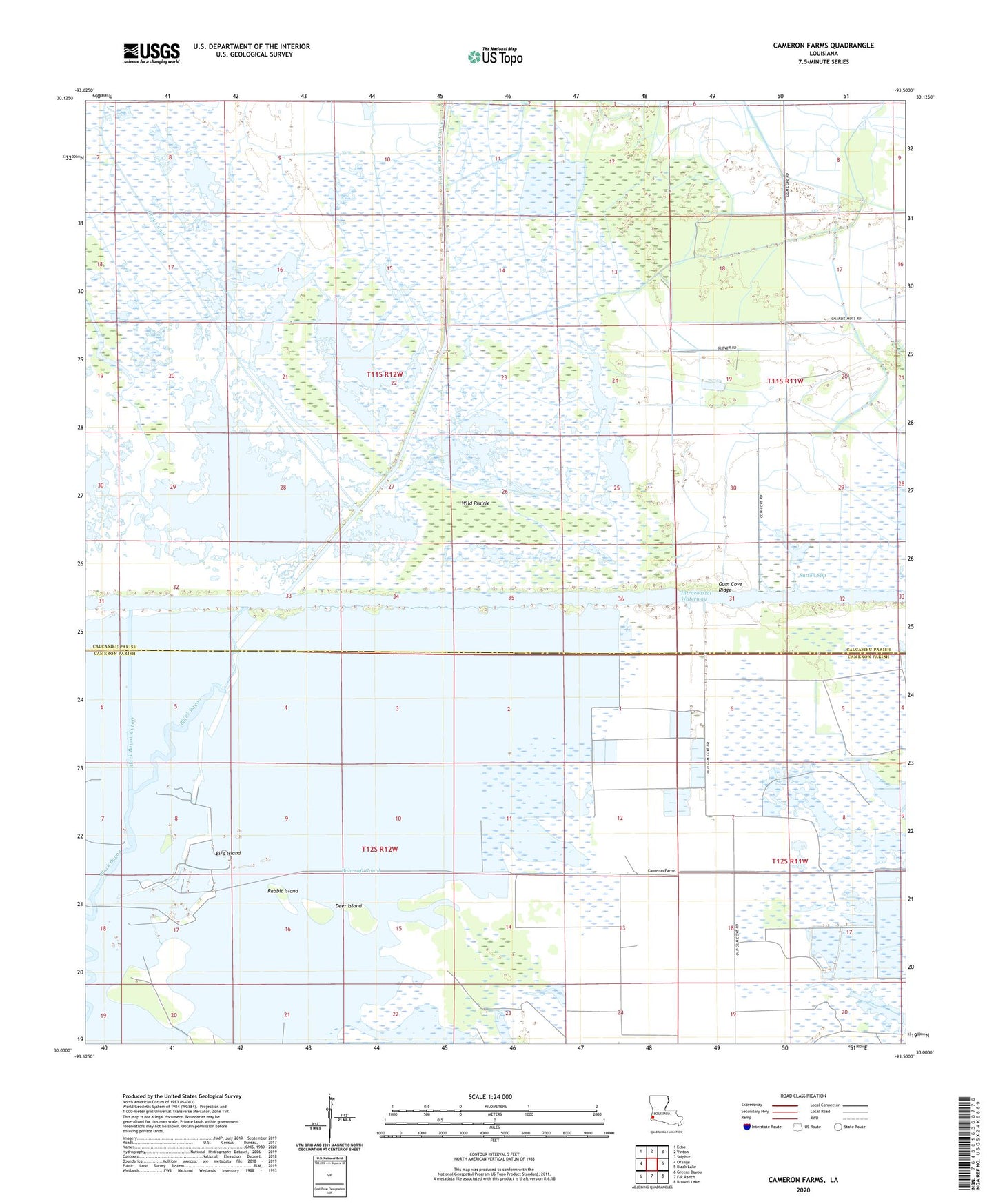 Cameron Farms Louisiana US Topo Map Image