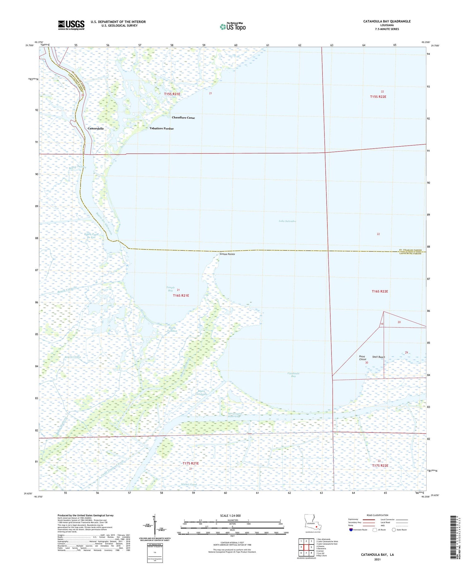 Catahoula Bay Louisiana US Topo Map Image