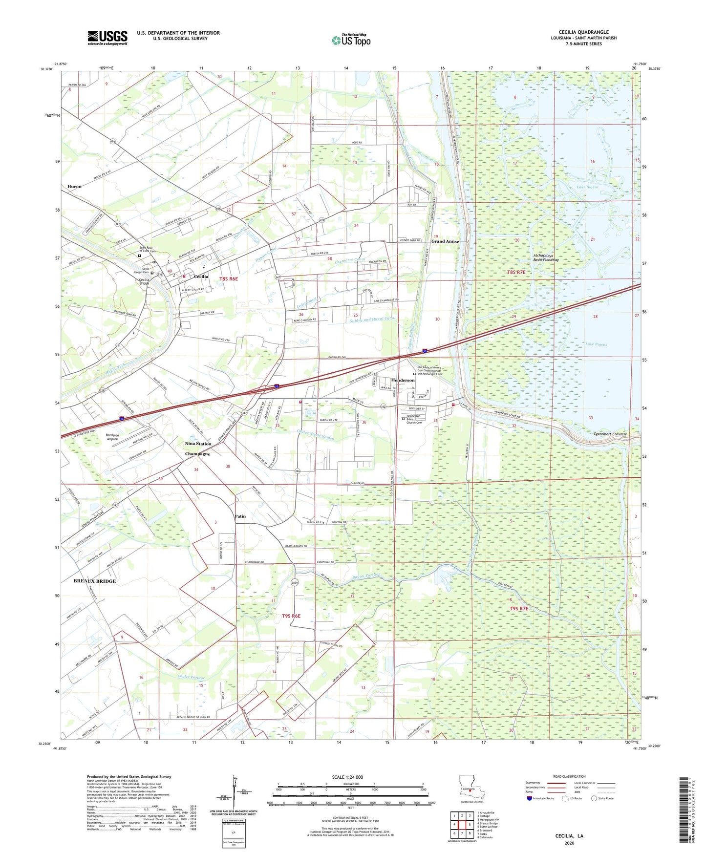 Cecilia Louisiana US Topo Map Image