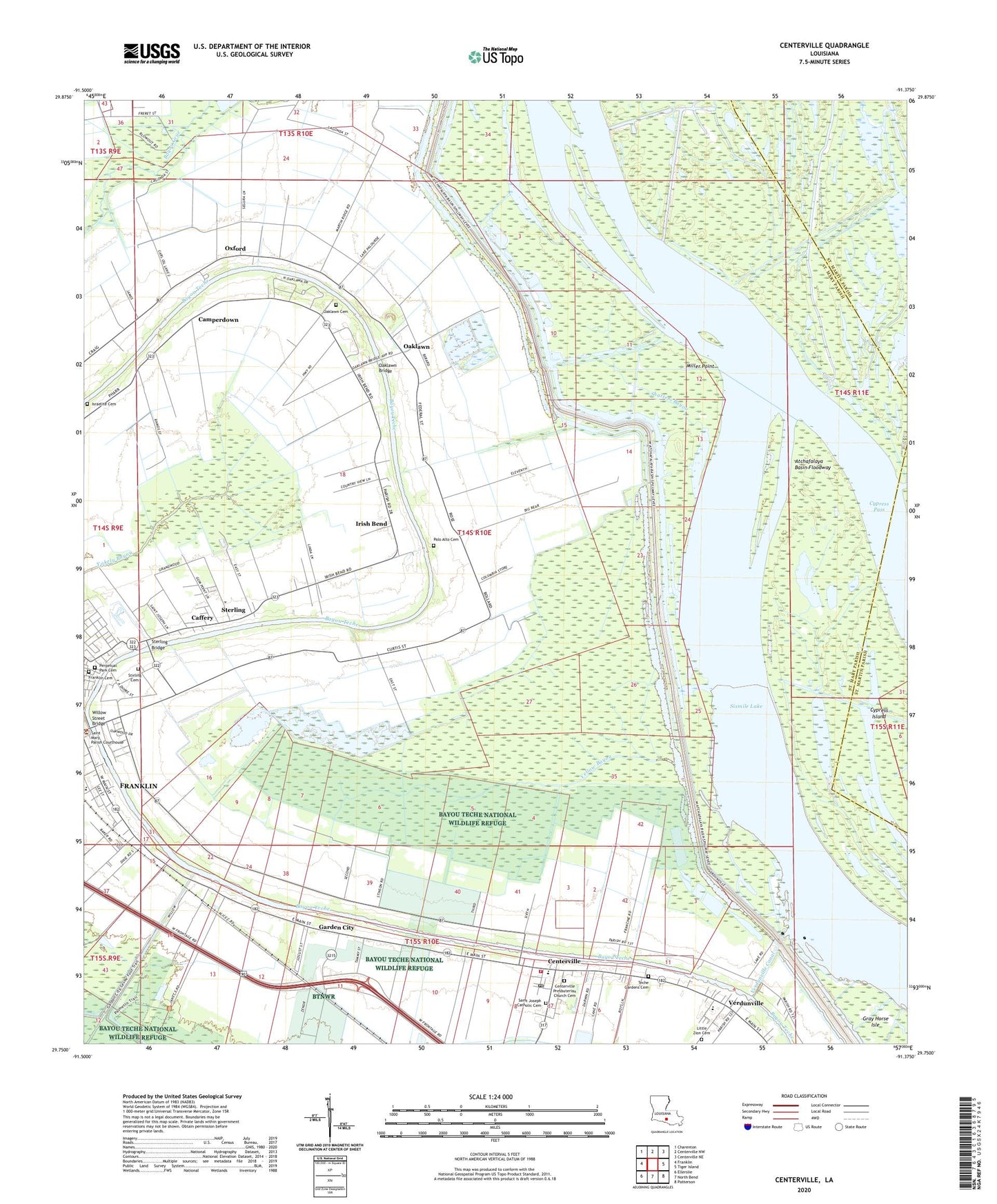Centerville Louisiana US Topo Map Image
