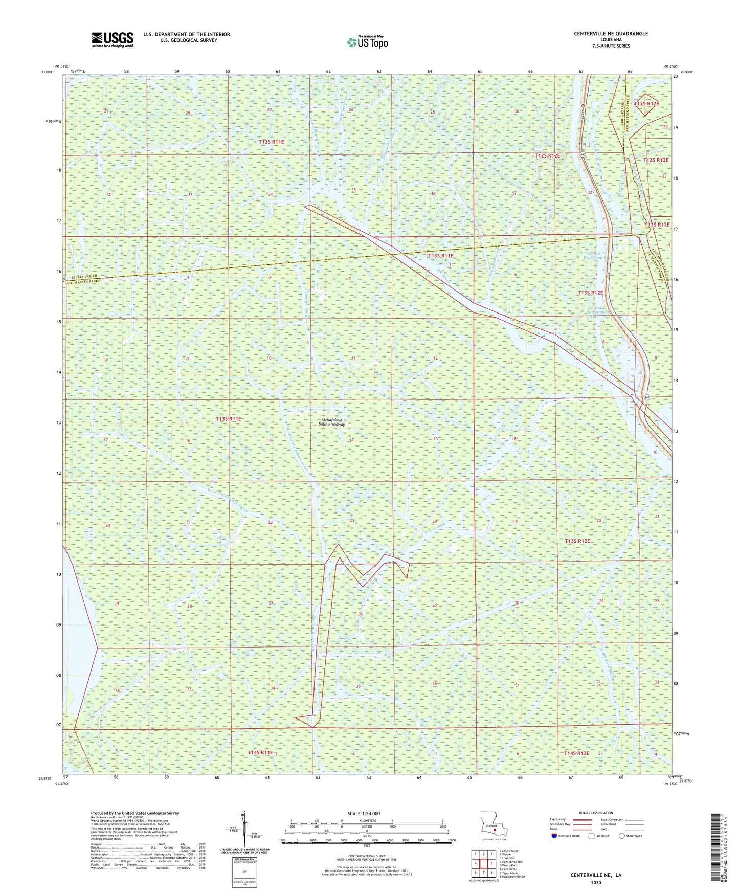 Centerville NE Louisiana US Topo Map Image