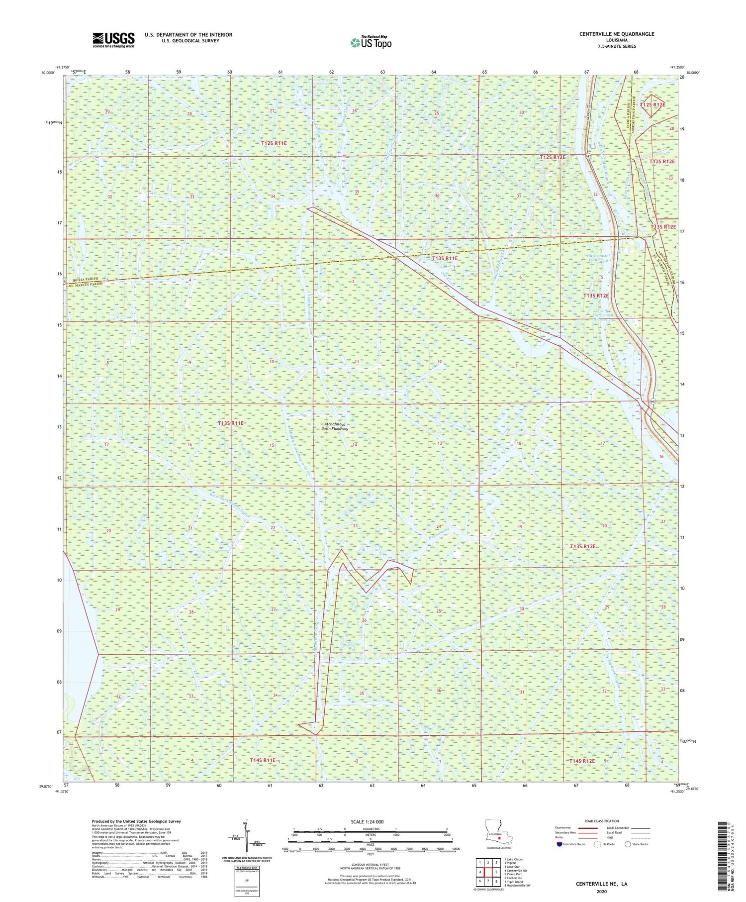 Centerville NE Louisiana US Topo Map Image