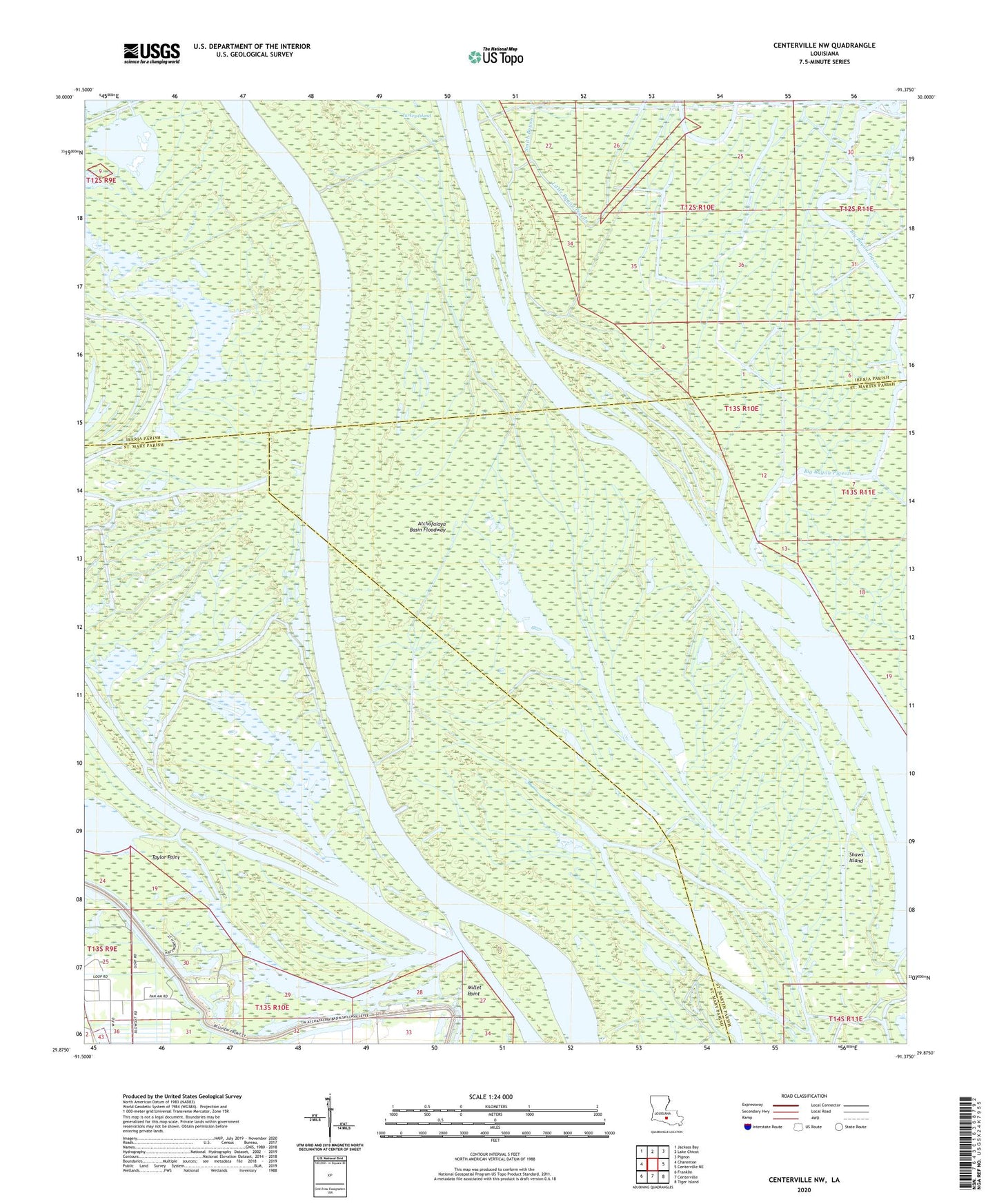 Centerville NW Louisiana US Topo Map Image