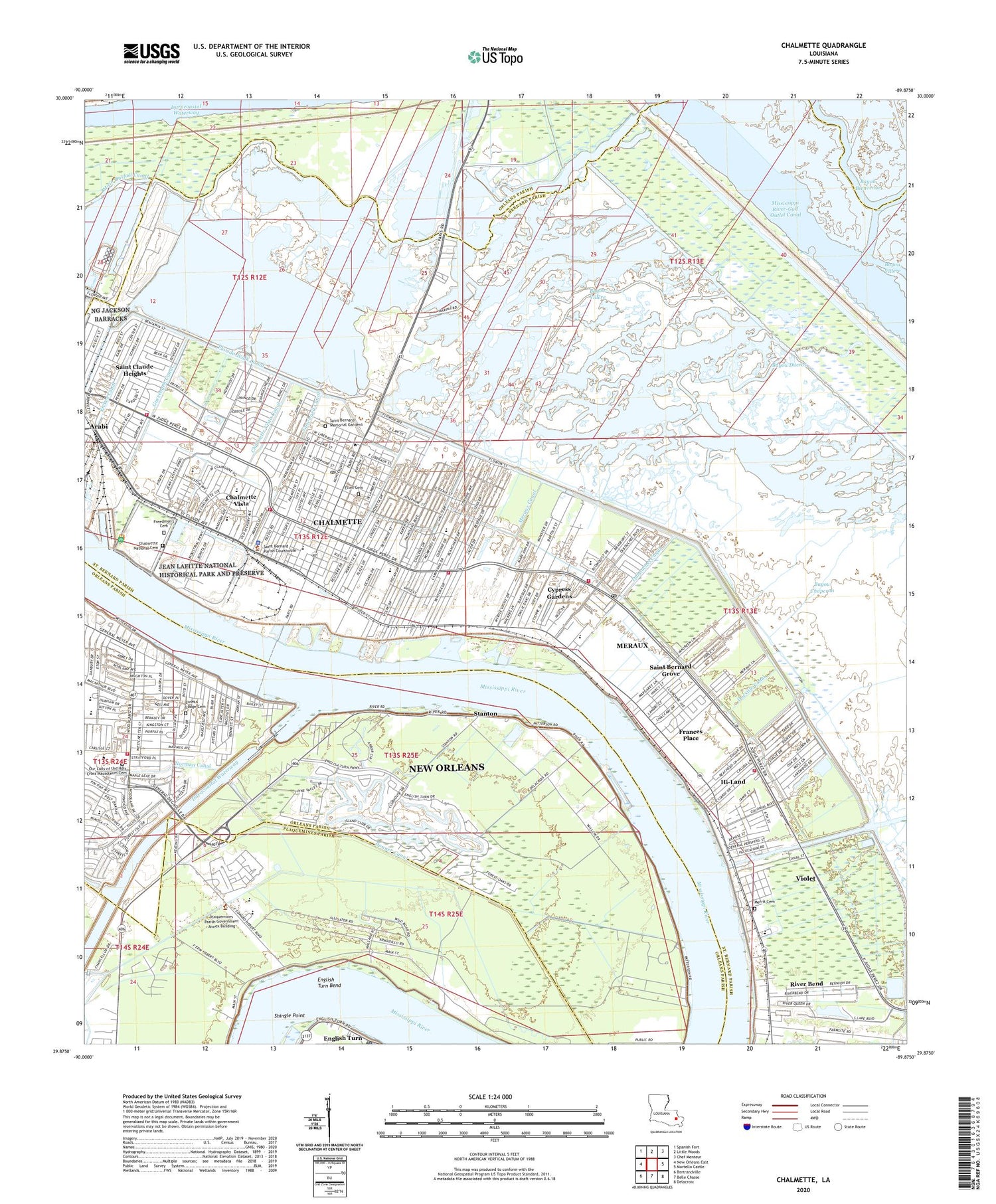 Chalmette Louisiana US Topo Map Image