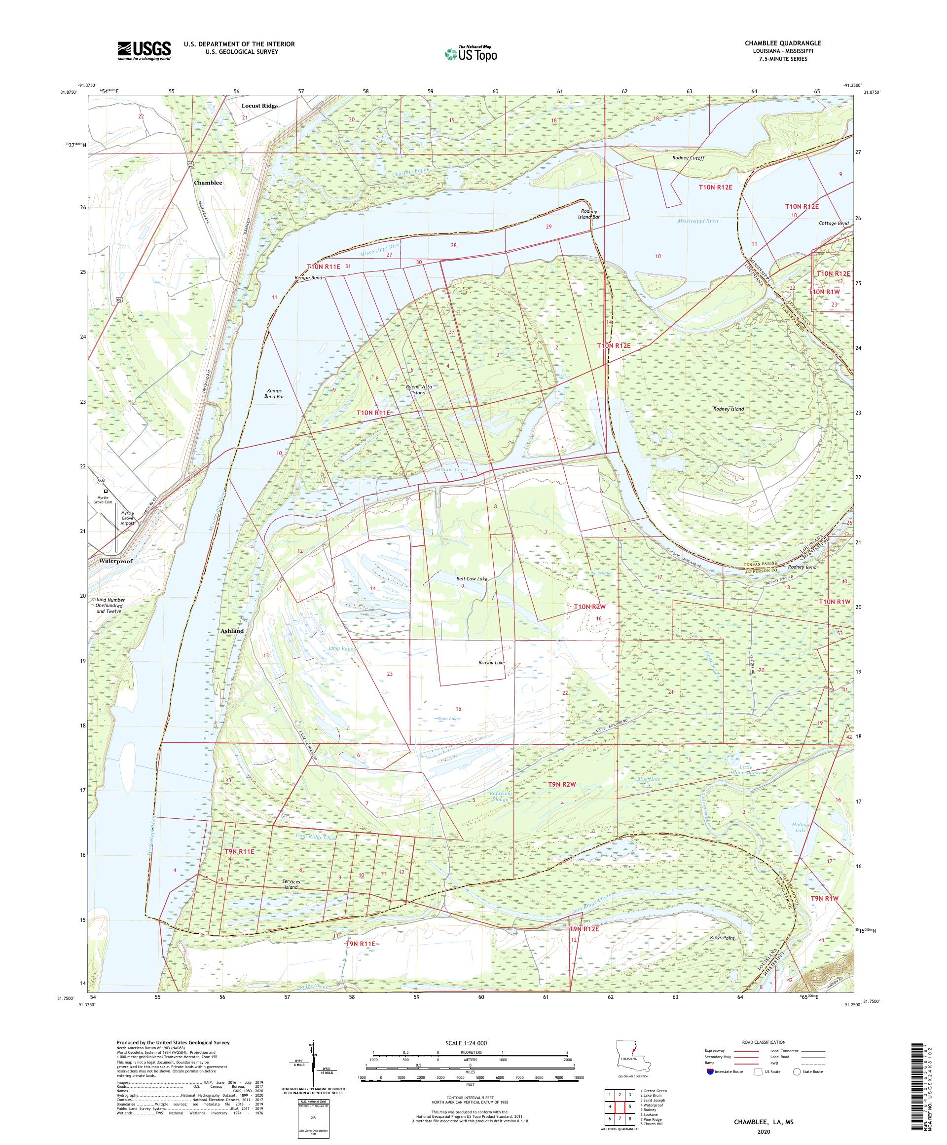 Chamblee Louisiana US Topo Map – MyTopo Map Store