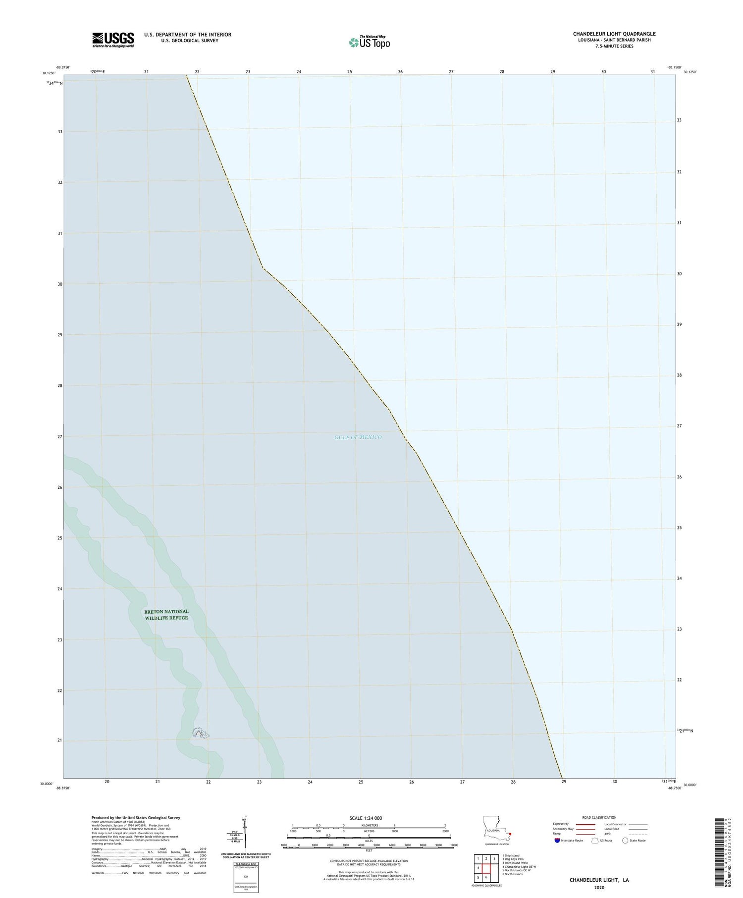 Chandeleur Light Louisiana US Topo Map Image