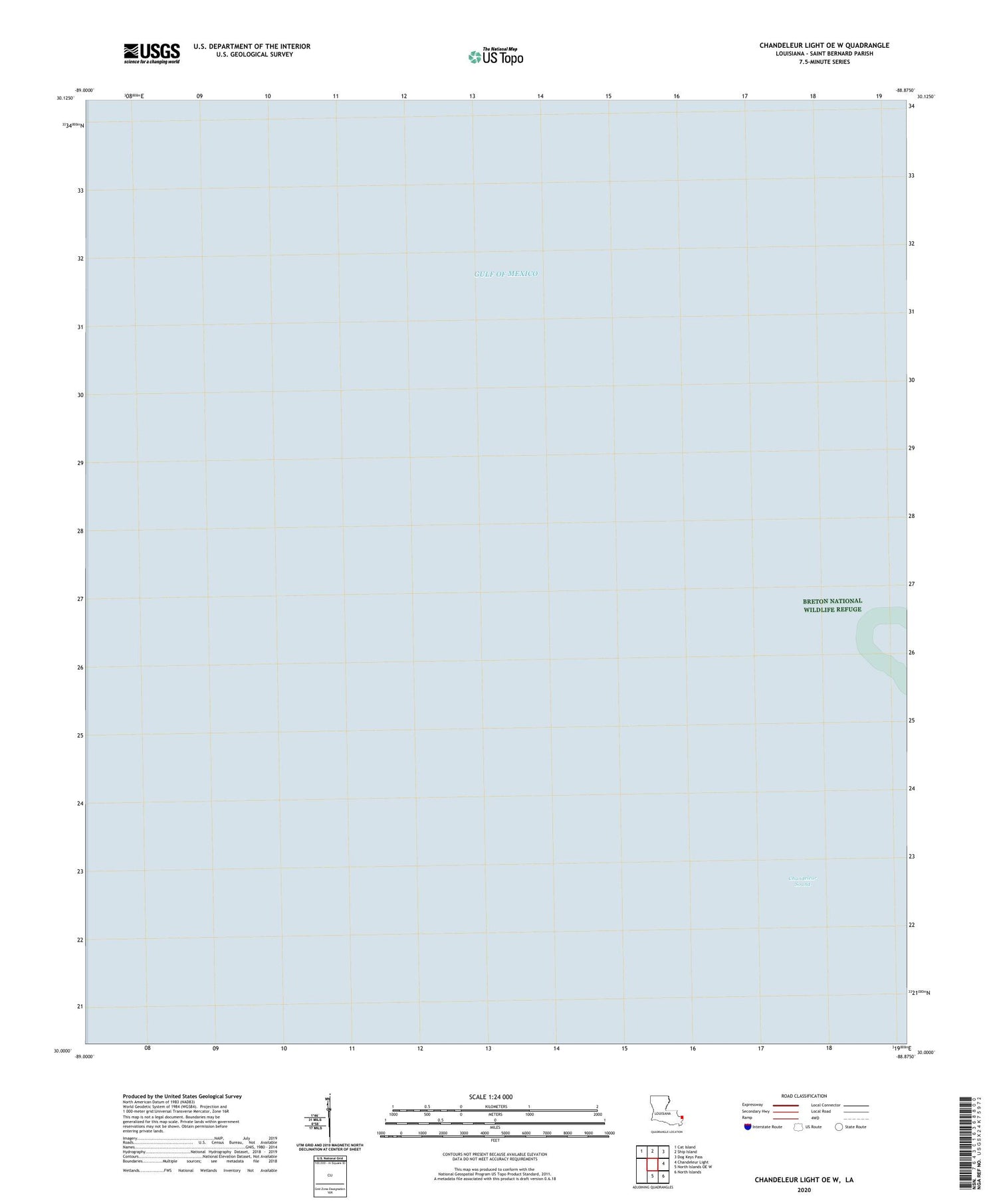 Chandeleur Light OE W Louisiana US Topo Map Image