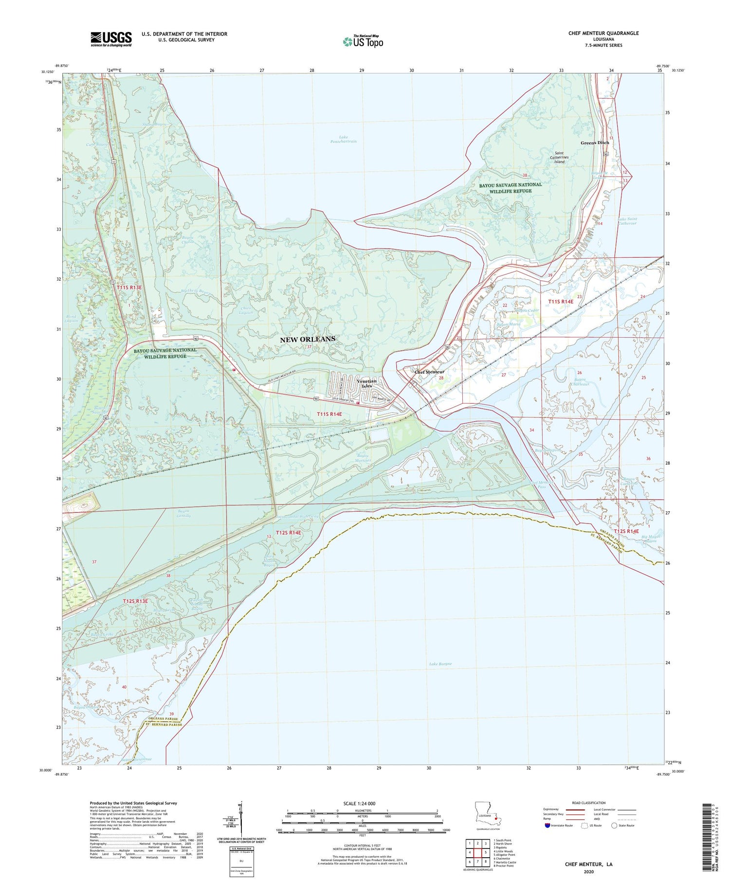 Chef Menteur Louisiana US Topo Map Image