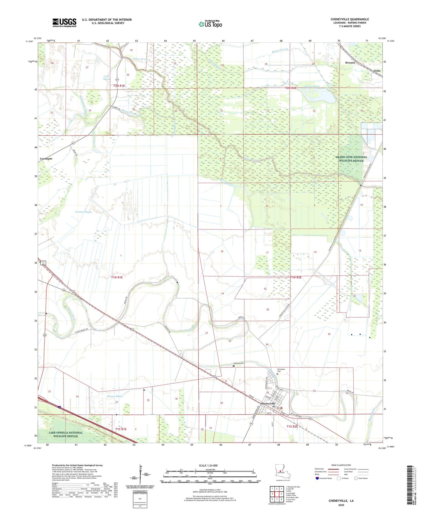 Cheneyville Louisiana US Topo Map Image