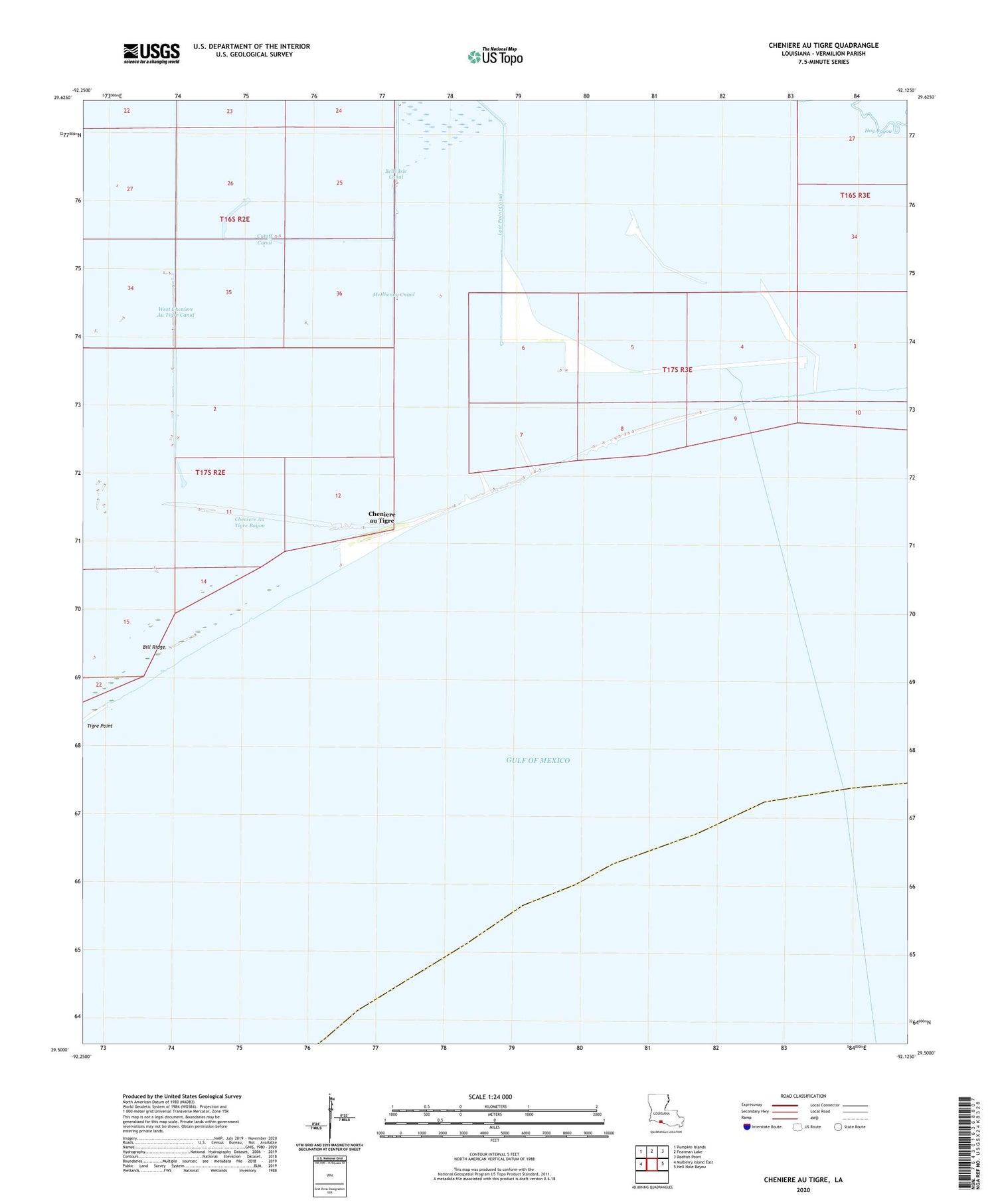 Cheniere au Tigre Louisiana US Topo Map Image