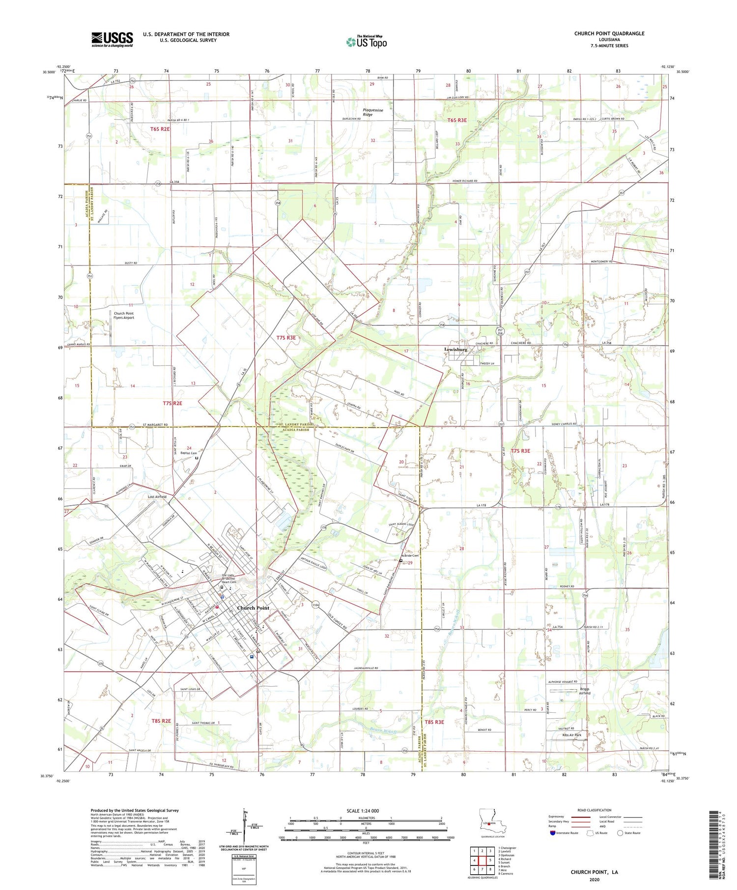 Church Point Louisiana US Topo Map Image