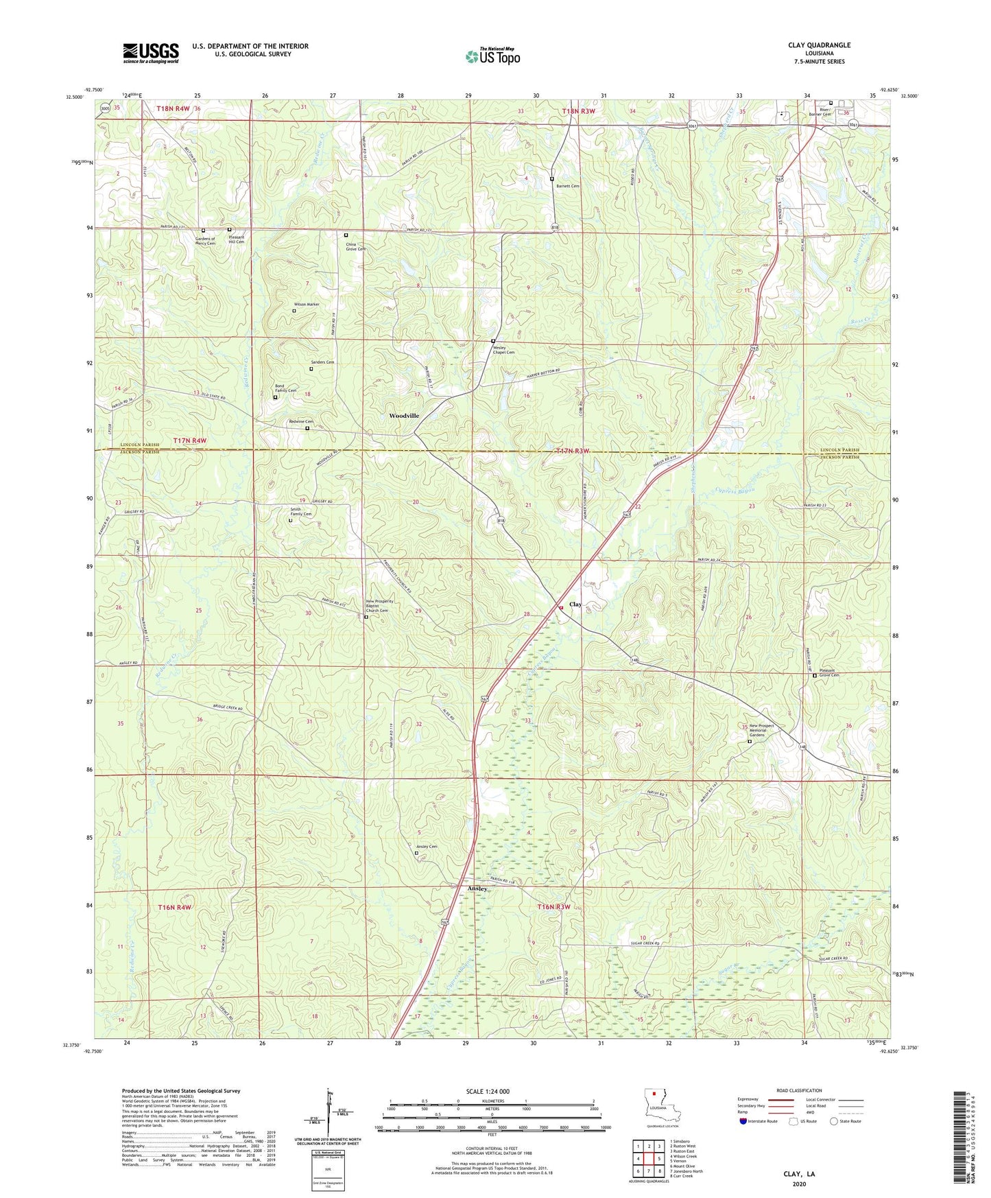 Clay Louisiana US Topo Map Image