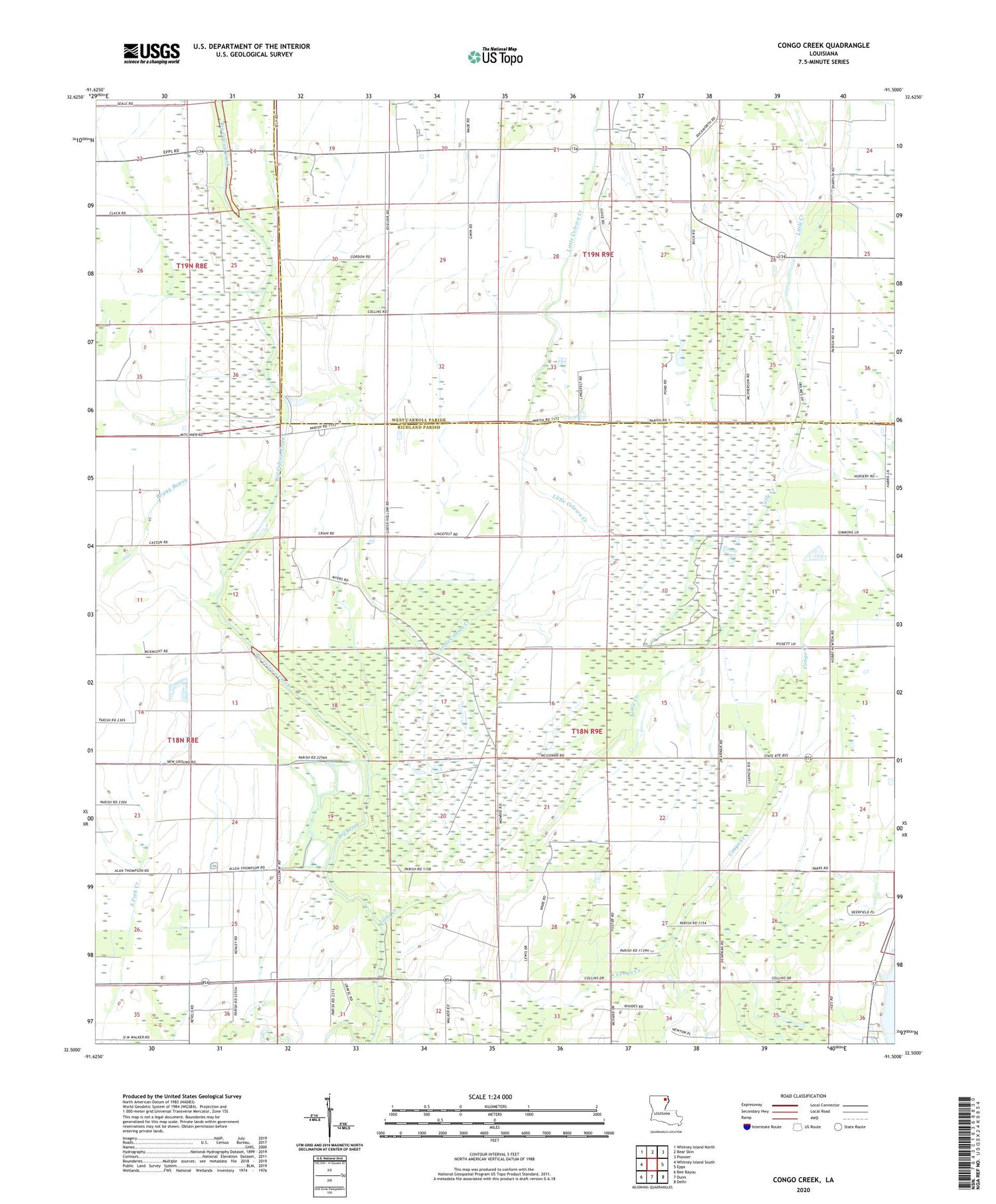 Congo Creek Louisiana US Topo Map Image