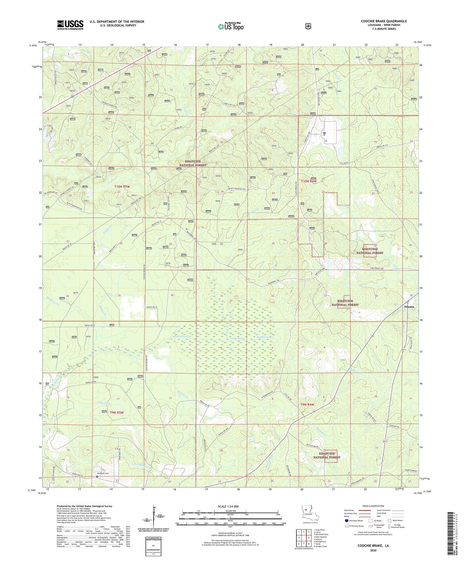 Coochie Brake Louisiana US Topo Map Image