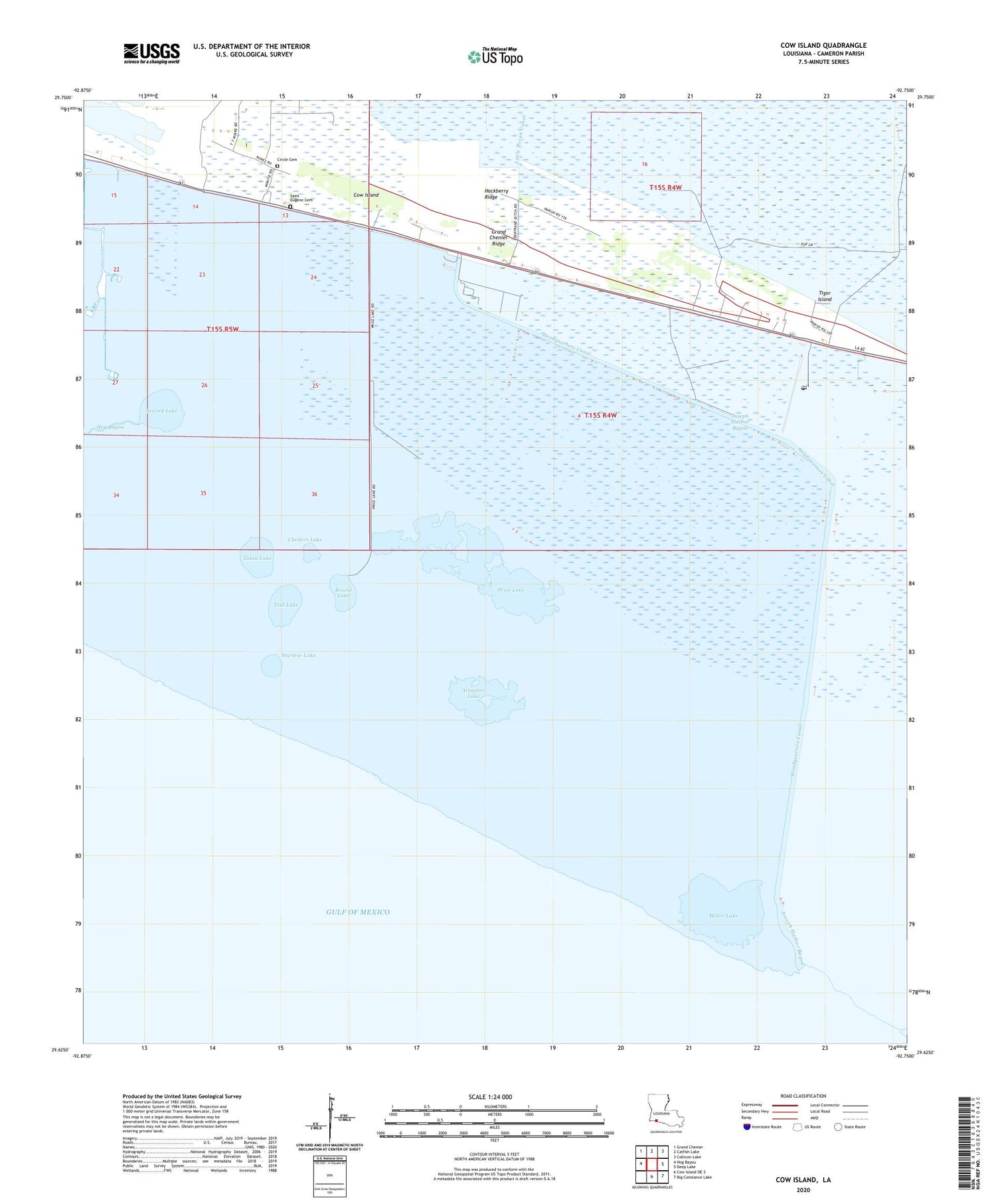 Cow Island Louisiana US Topo Map Image