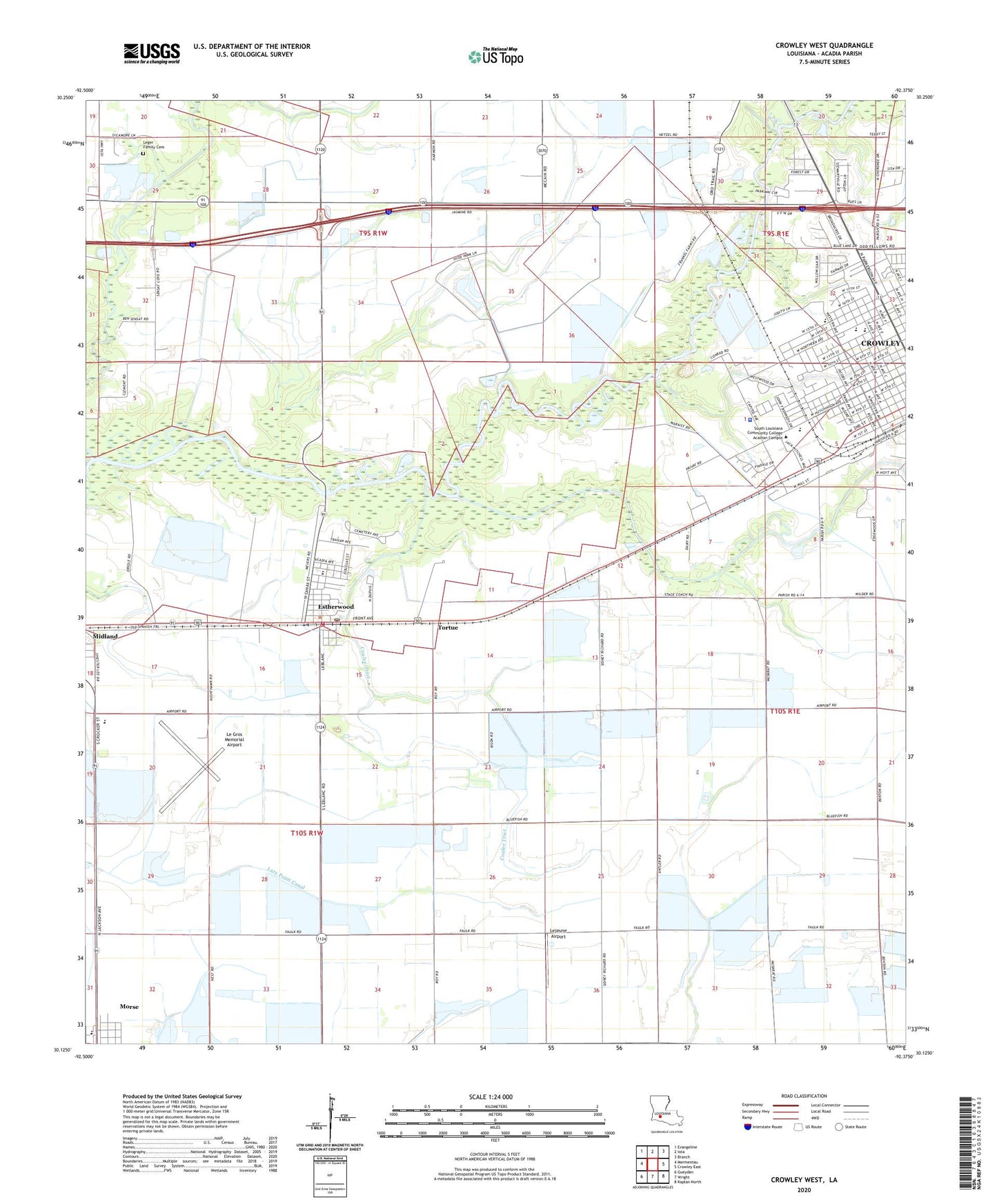 Crowley West Louisiana US Topo Map Image
