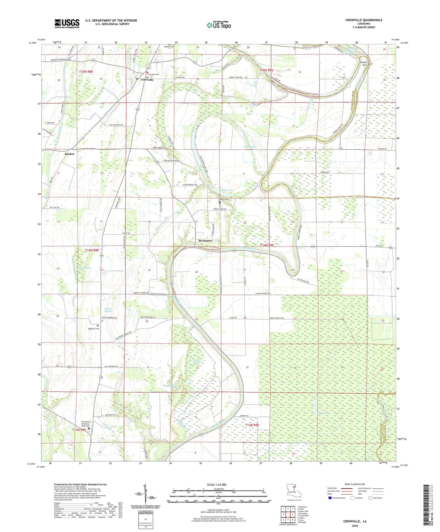 Crowville Louisiana US Topo Map Image