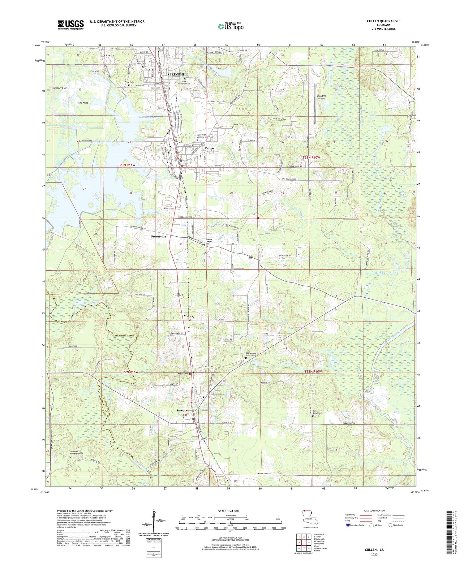 Cullen Louisiana US Topo Map Image