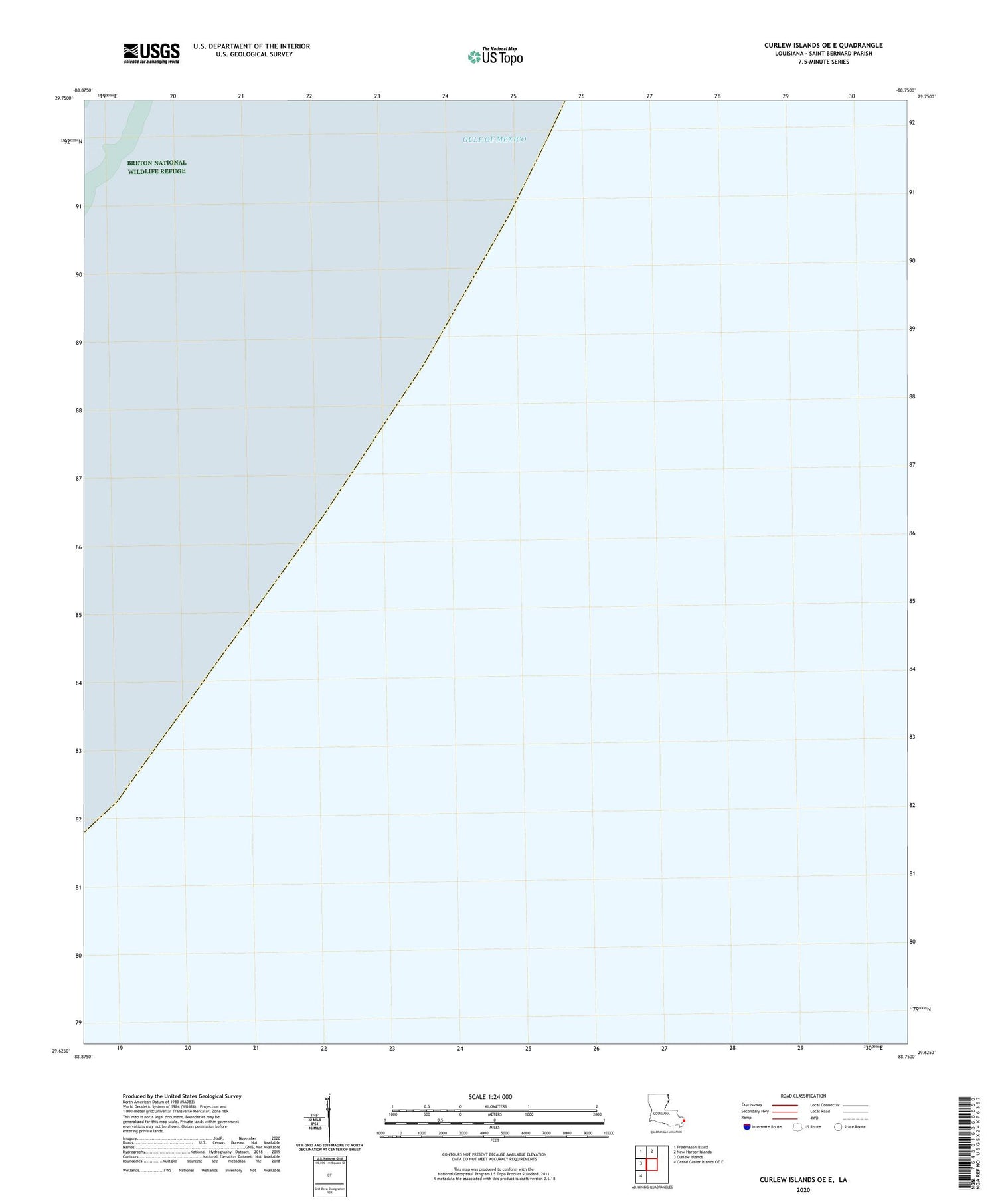 Curlew Islands OE E Louisiana US Topo Map Image