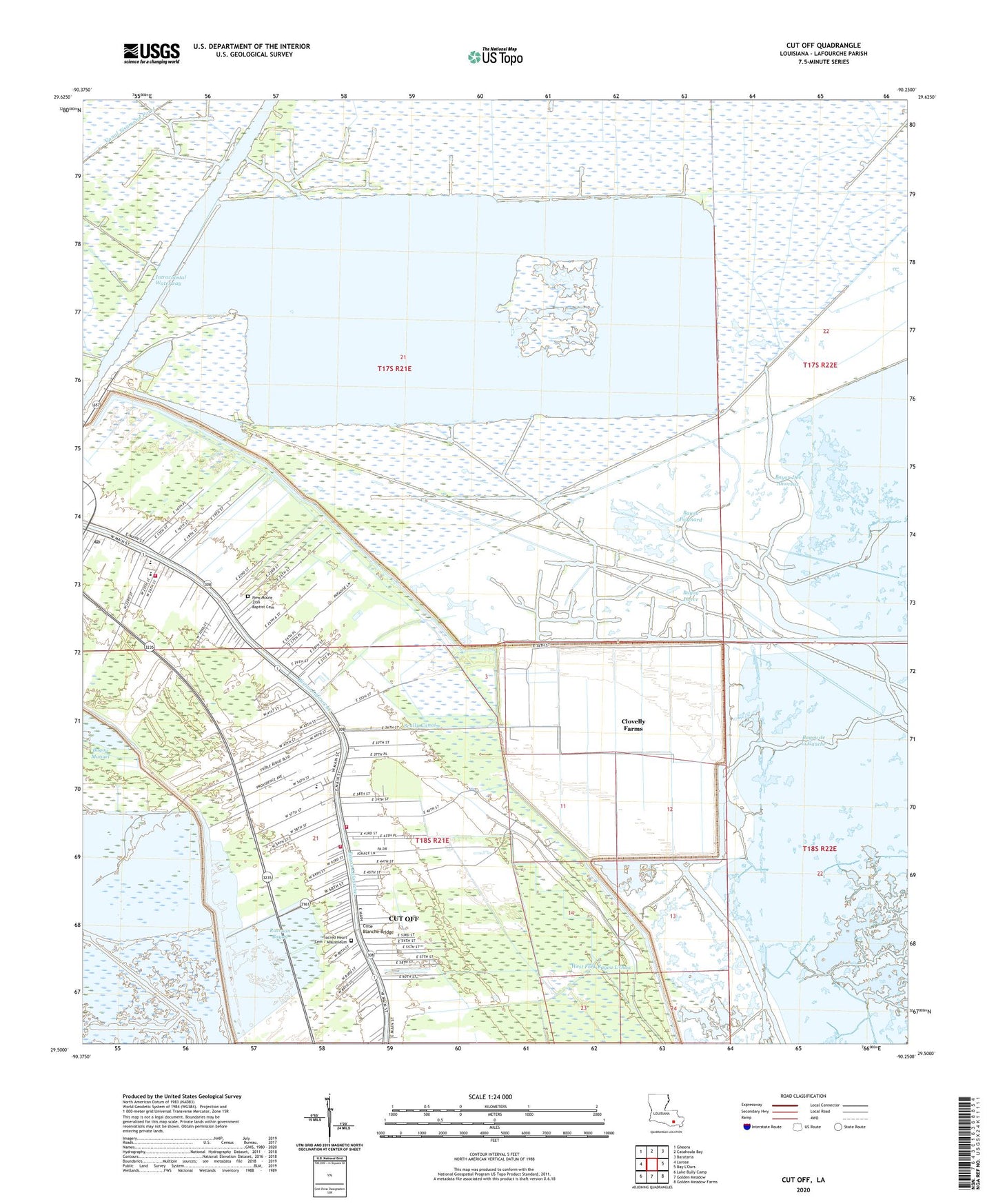 Cut Off Louisiana US Topo Map Image
