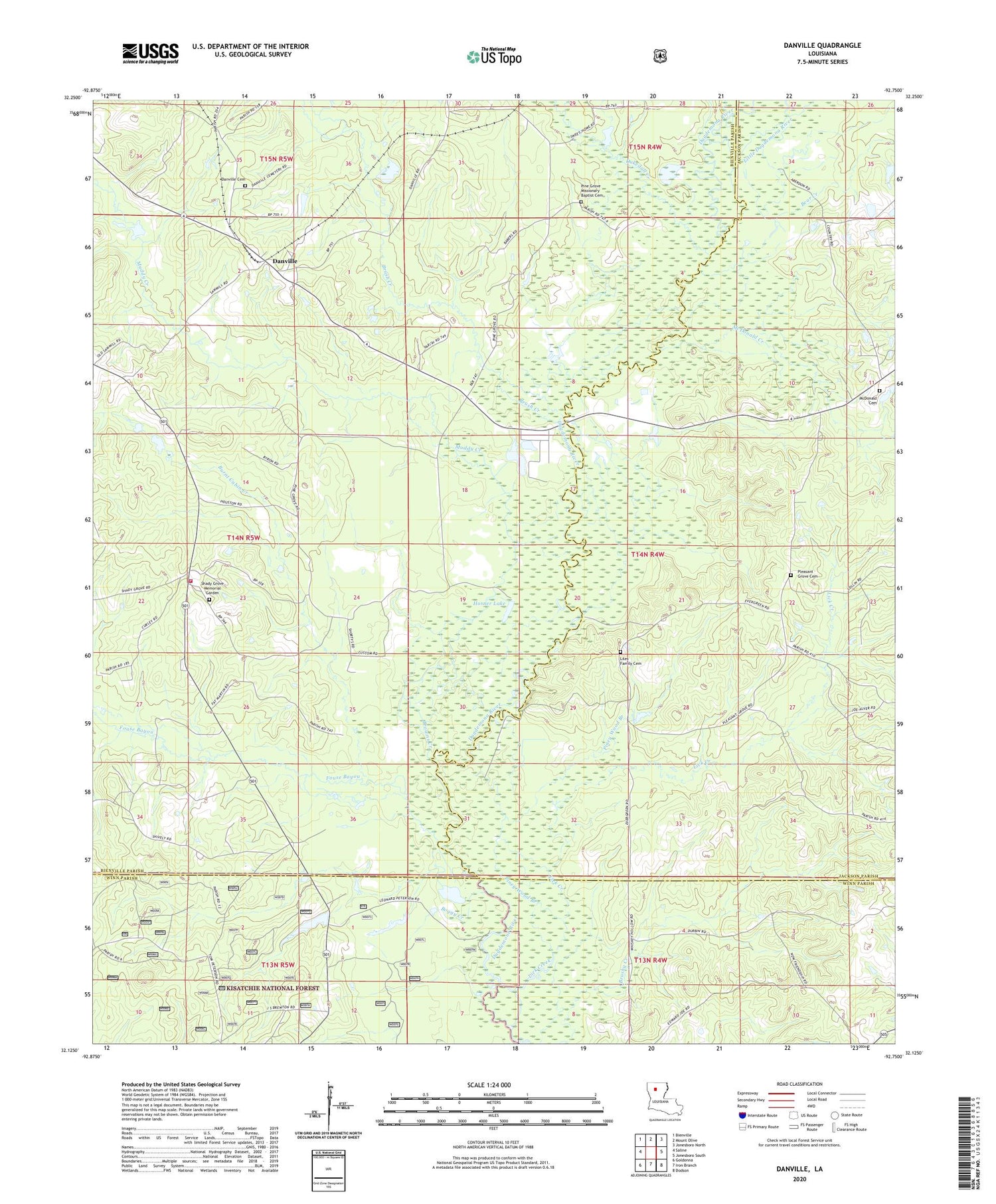 Danville Louisiana US Topo Map Image