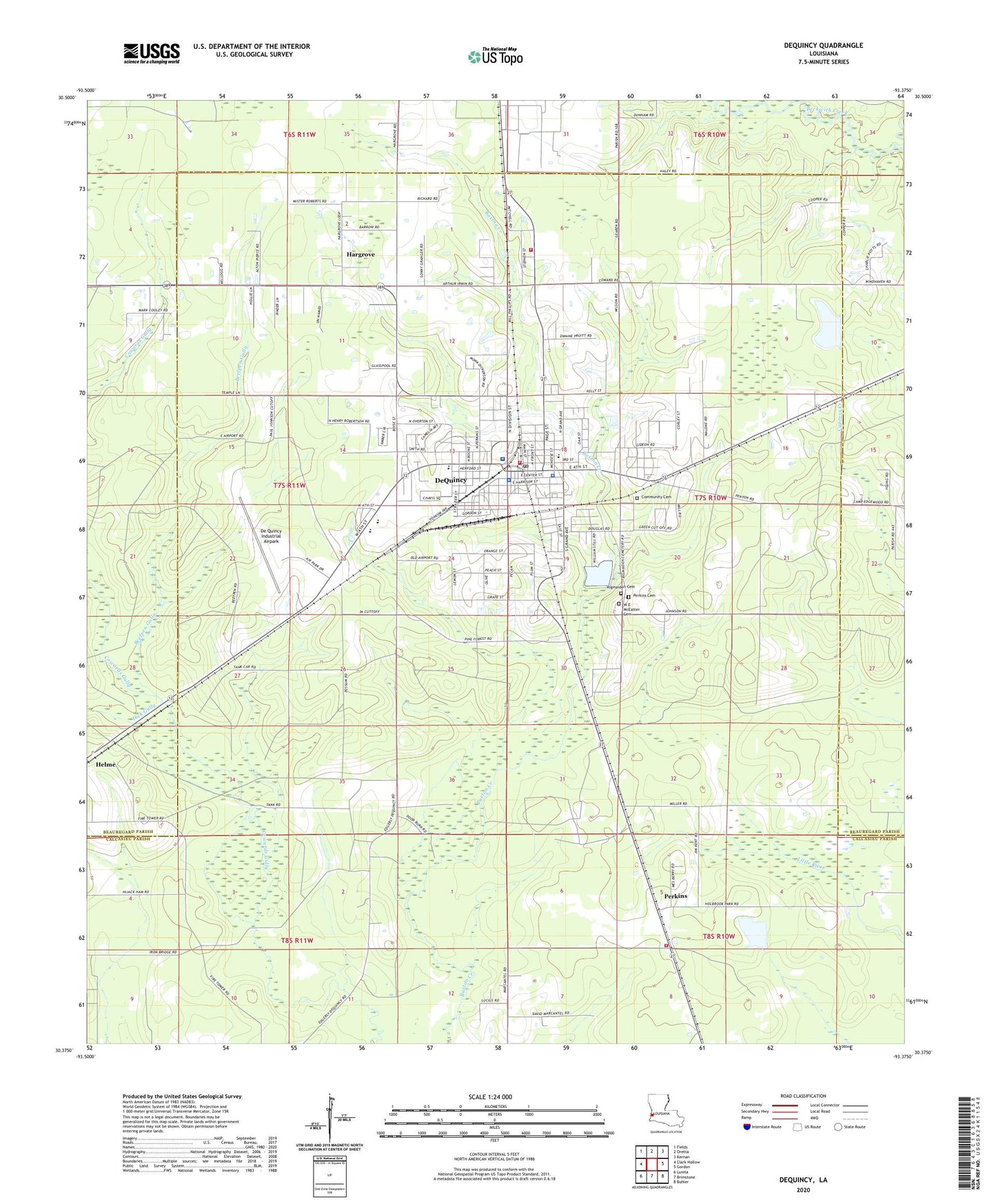 DeQuincy Louisiana US Topo Map Image