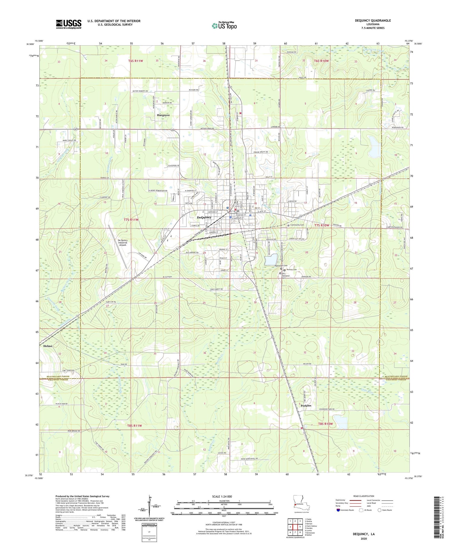 DeQuincy Louisiana US Topo Map Image