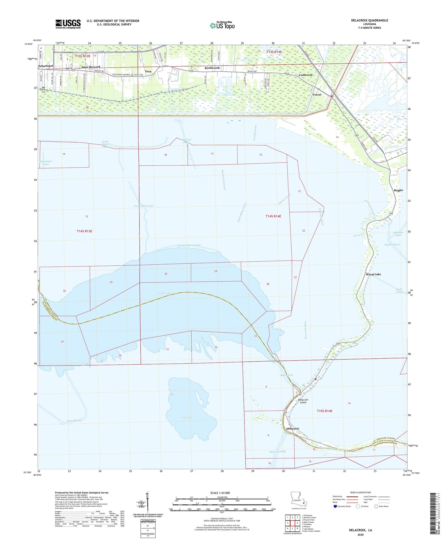 Delacroix Louisiana US Topo Map Image