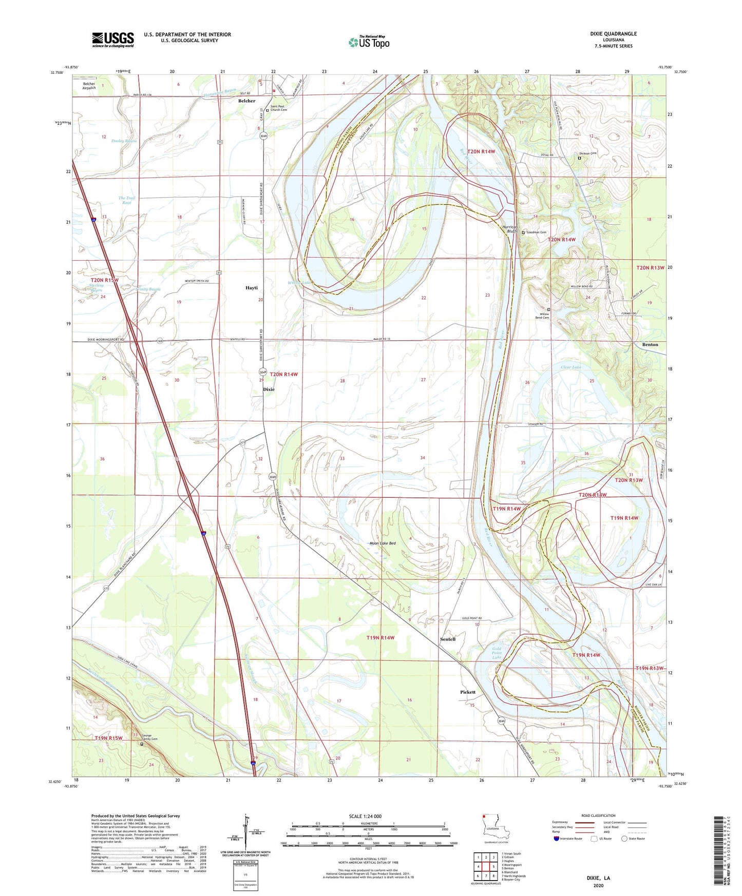 Dixie Louisiana US Topo Map Image