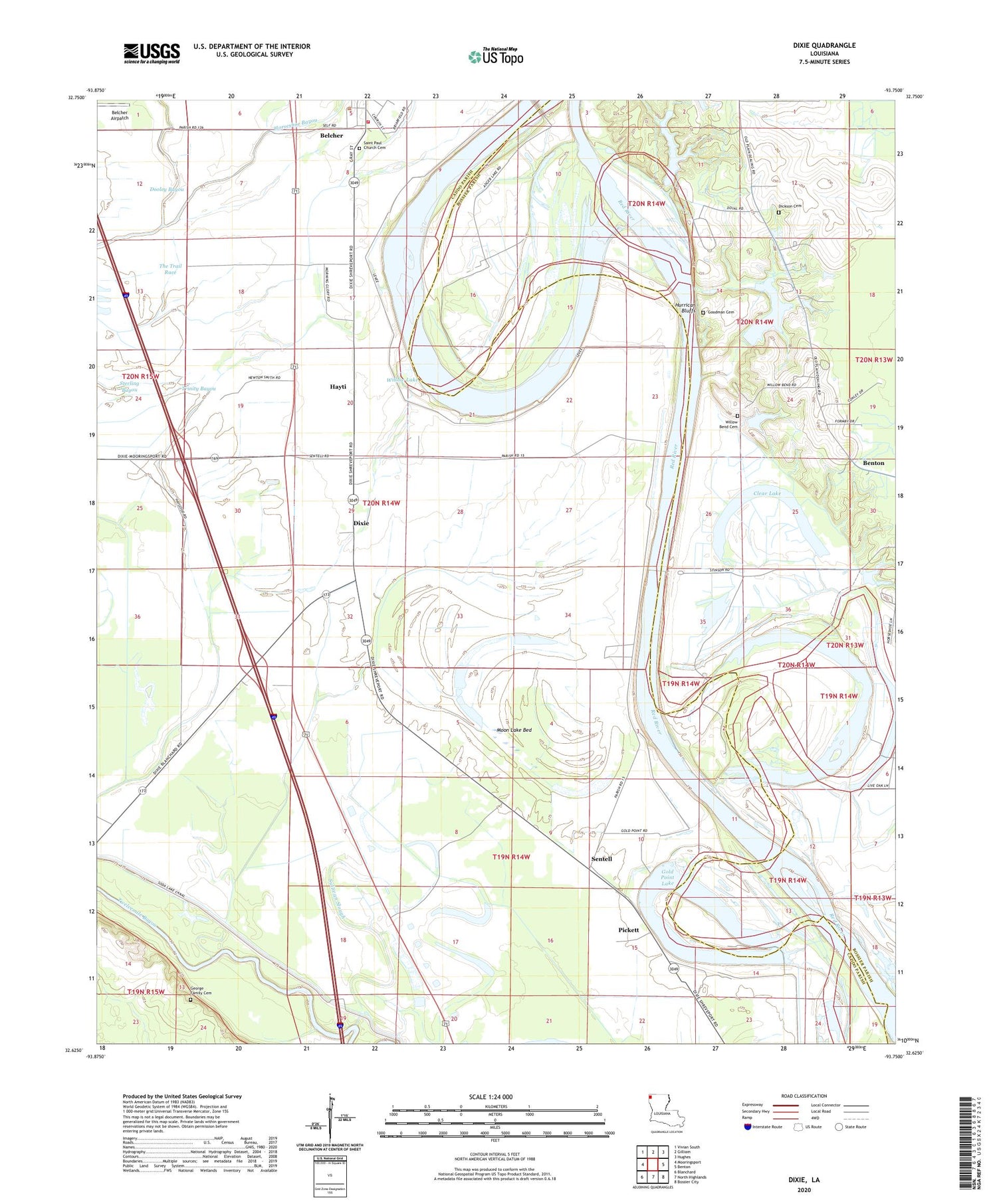 Dixie Louisiana US Topo Map Image