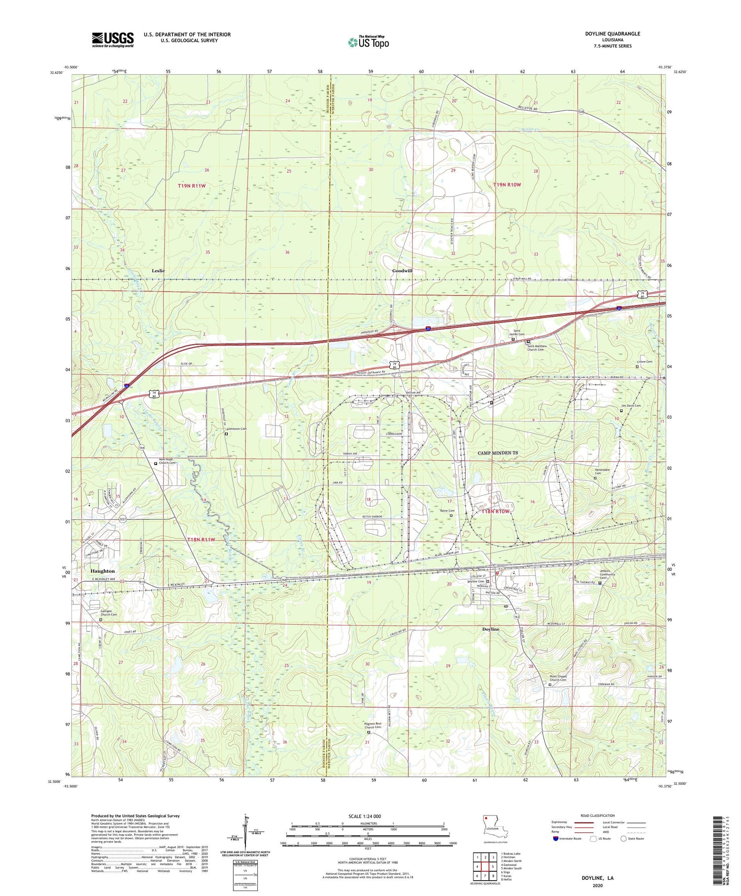 Doyline Louisiana US Topo Map Image