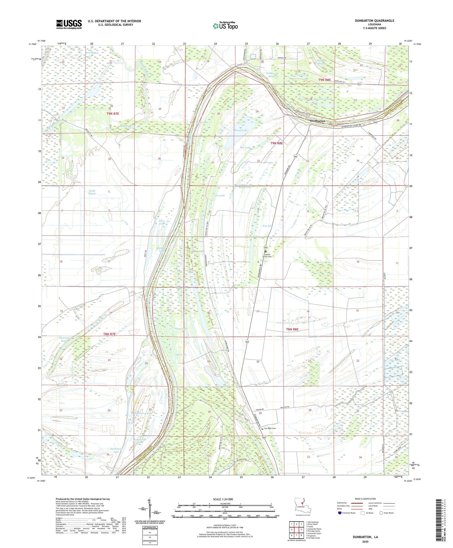 Dunbarton Louisiana US Topo Map Image
