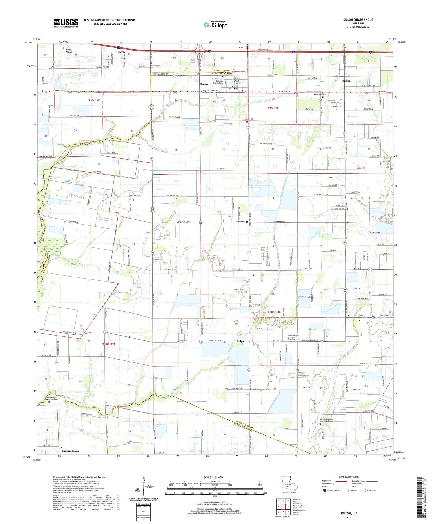 Duson Louisiana US Topo Map Image