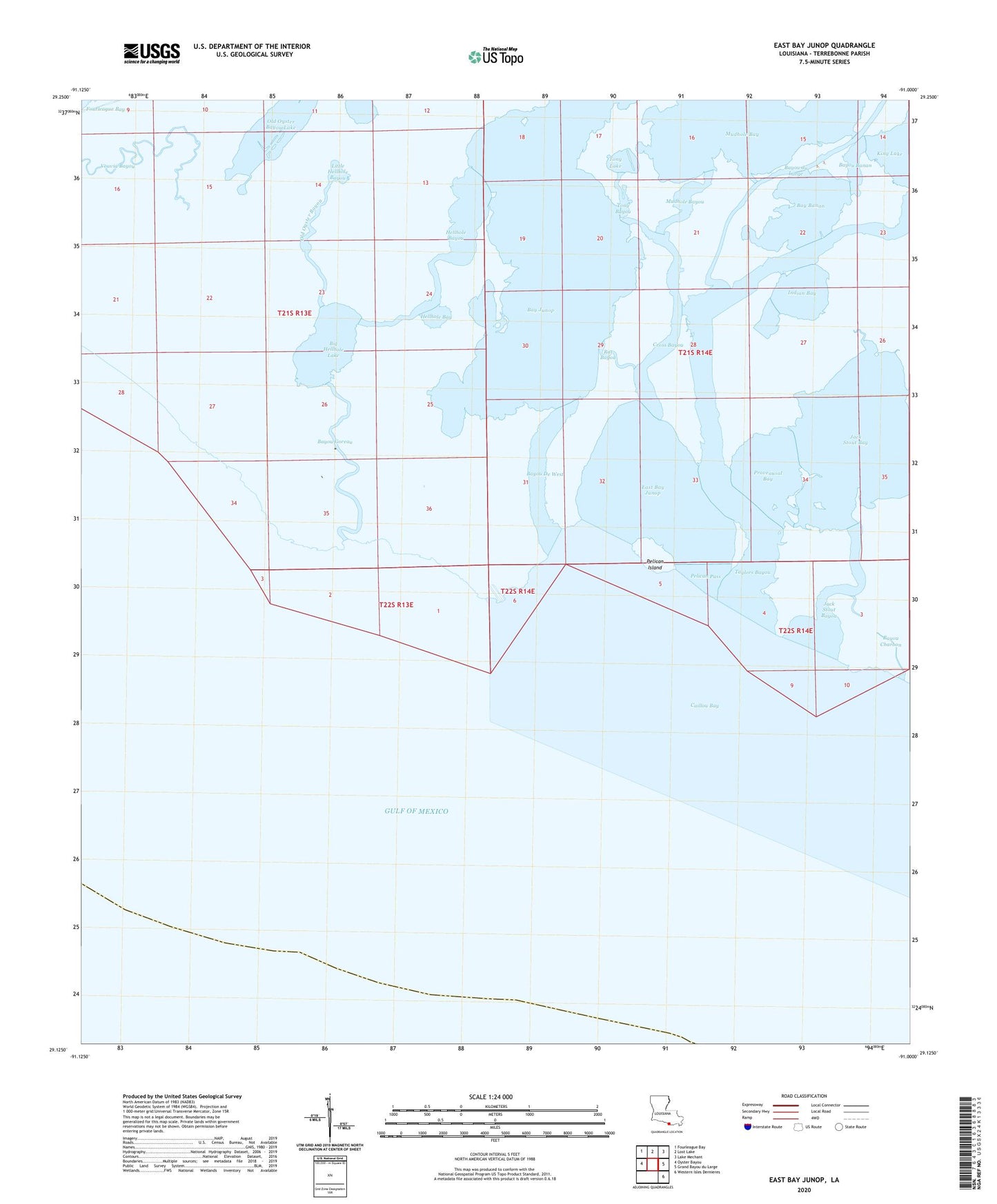 East Bay Junop Louisiana US Topo Map Image