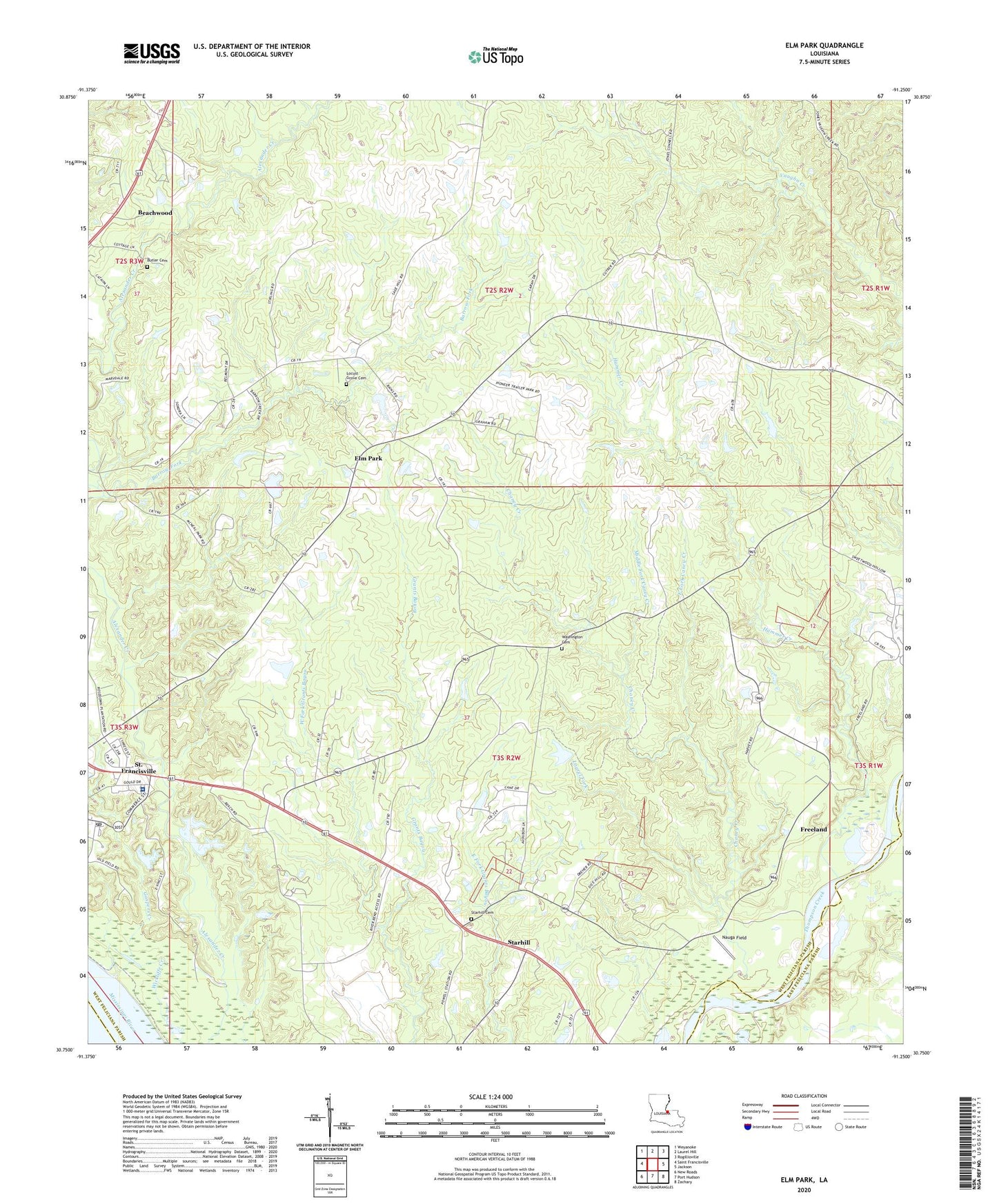 Elm Park Louisiana US Topo Map Image
