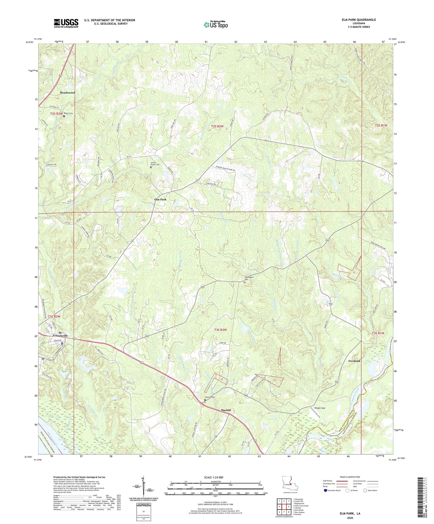 Elm Park Louisiana US Topo Map Image