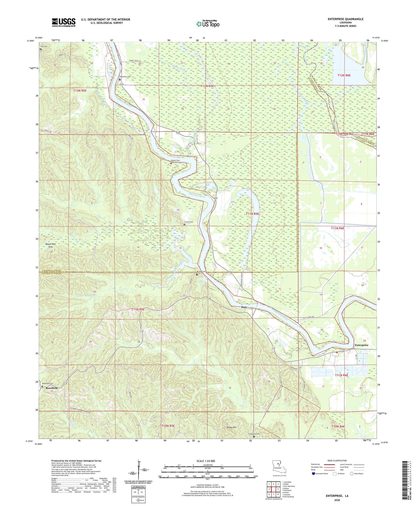 Enterprise Louisiana US Topo Map Image
