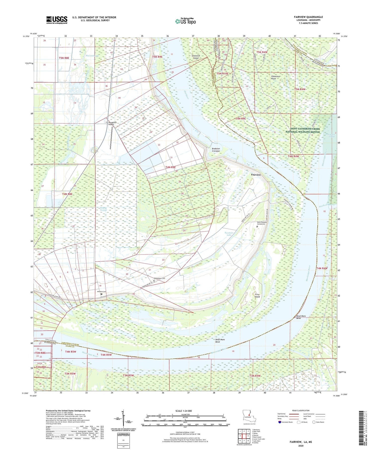 Fairview Louisiana US Topo Map Image