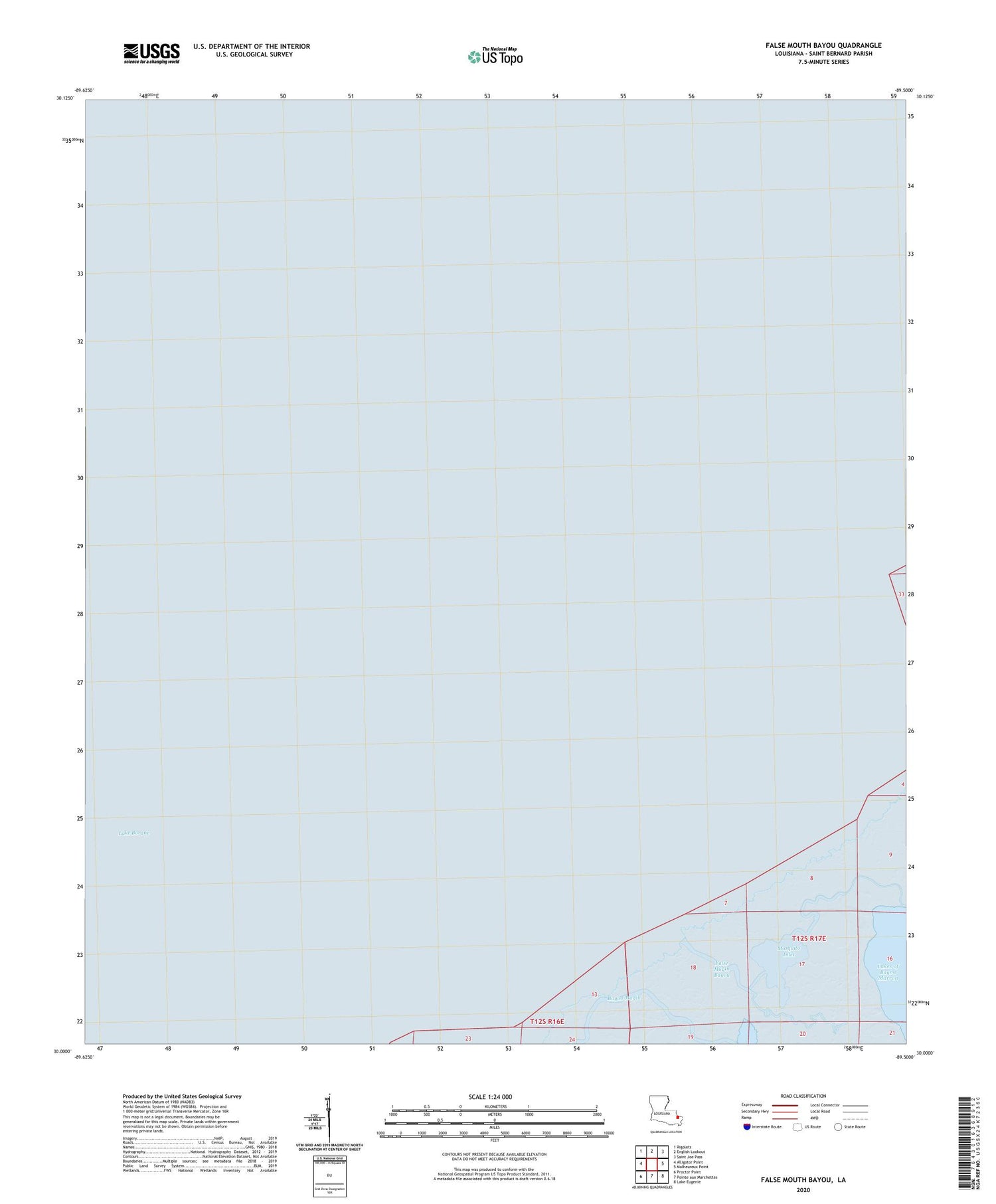 False Mouth Bayou Louisiana US Topo Map Image