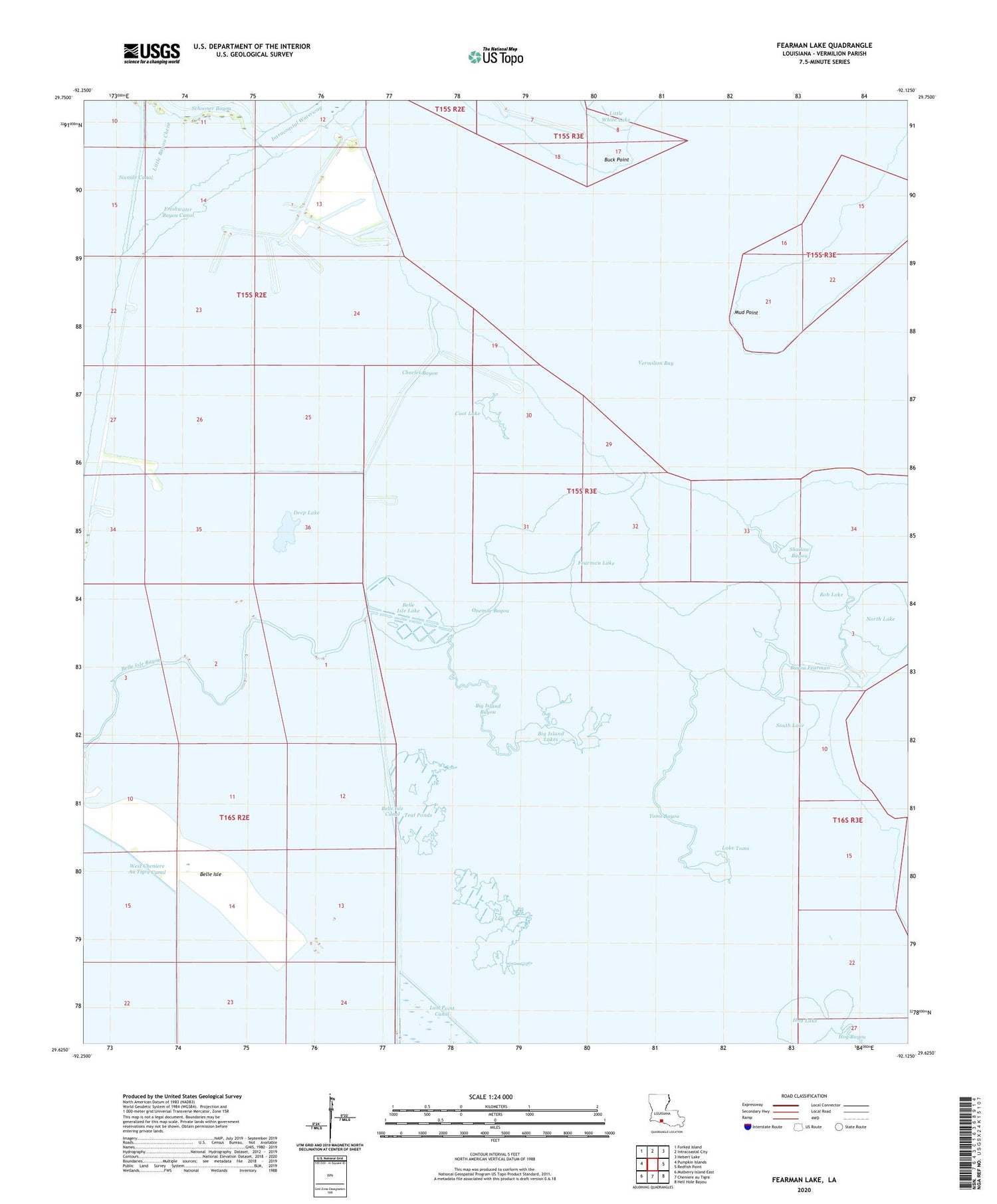 Fearman Lake Louisiana US Topo Map Image